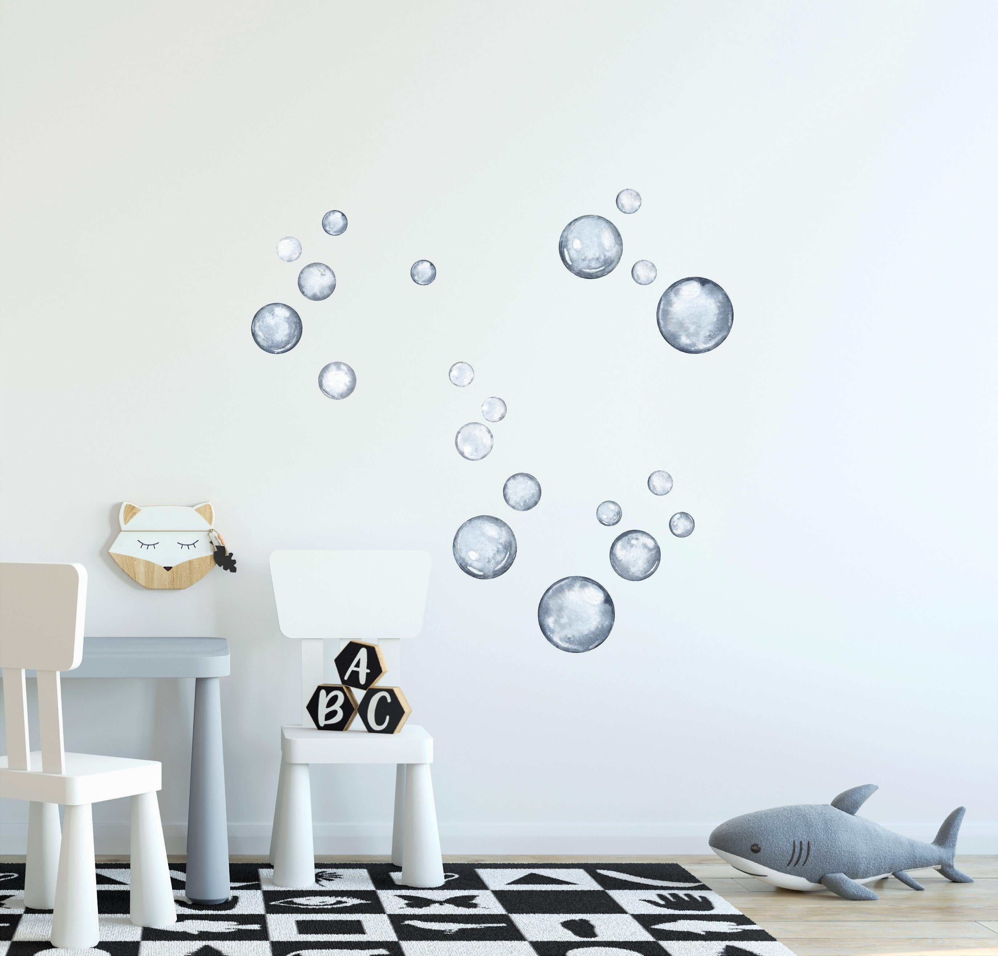 Watercolor Navy Bubbles Wall Decal Set Removable Fabric Wall Stickers | DecalBaby