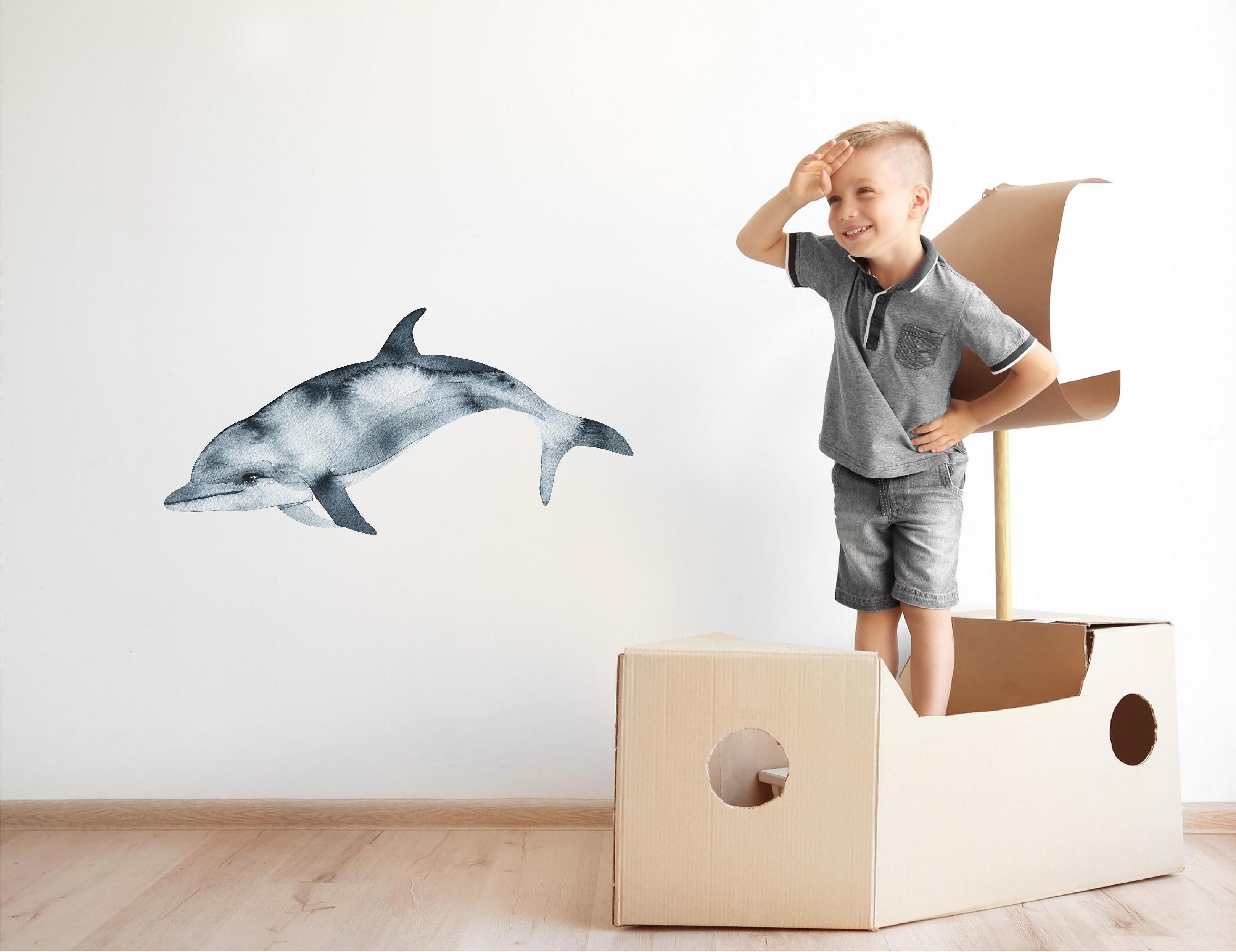 Oceanic Dolphin Wall Decal Removable Fabric Wall Sticker | DecalBaby