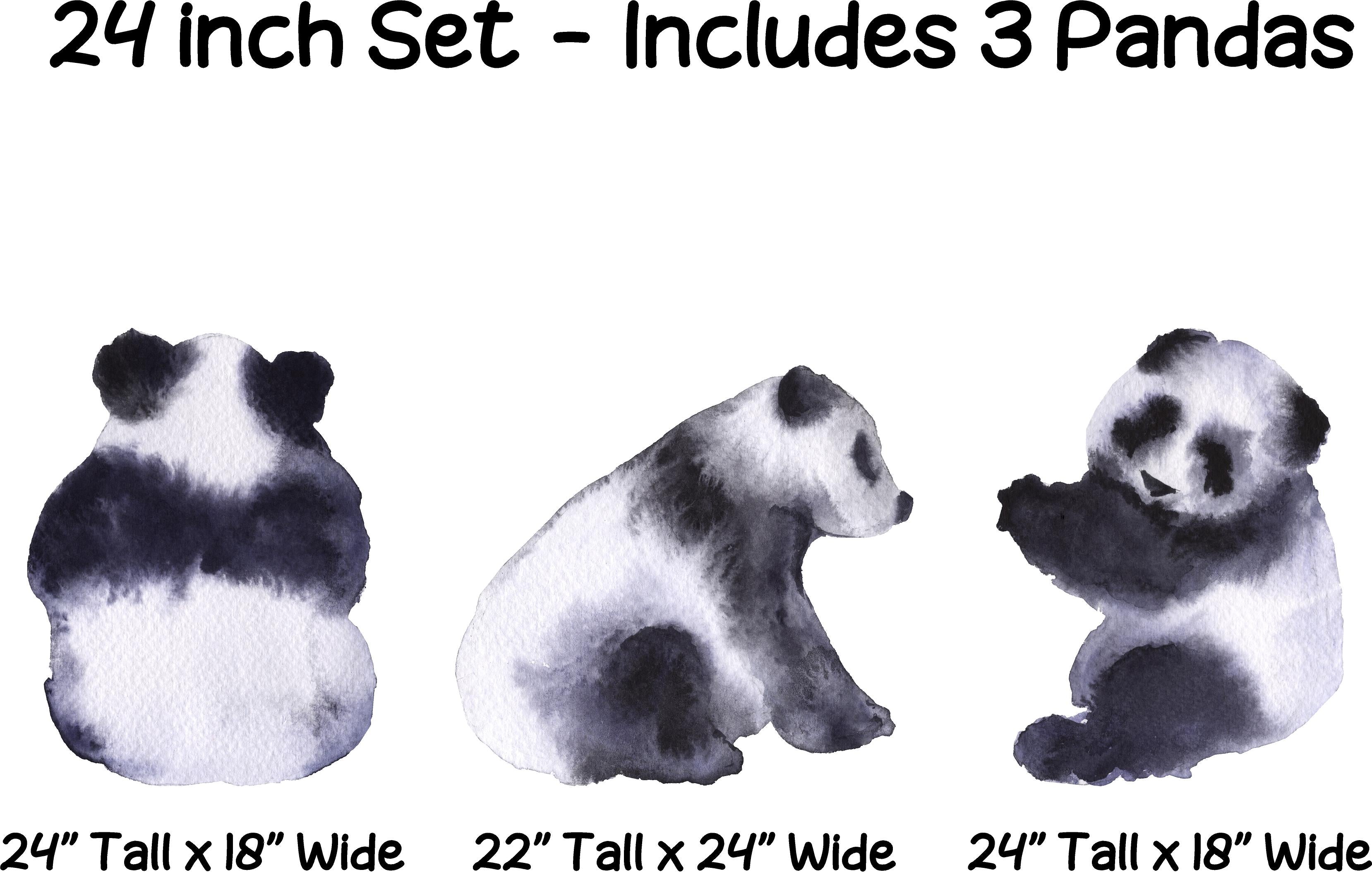 Watercolor Panda Bears Wall Decal Set of 3 Panda Wall Stickers | DecalBaby