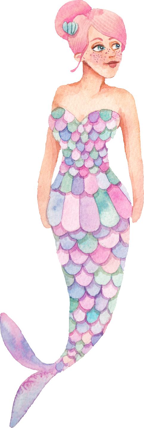 Watercolor Pastel Mermaid Wall Decal Cute Mermaid Pink & Purple Deep Sea Wall Sticker | DecalBaby