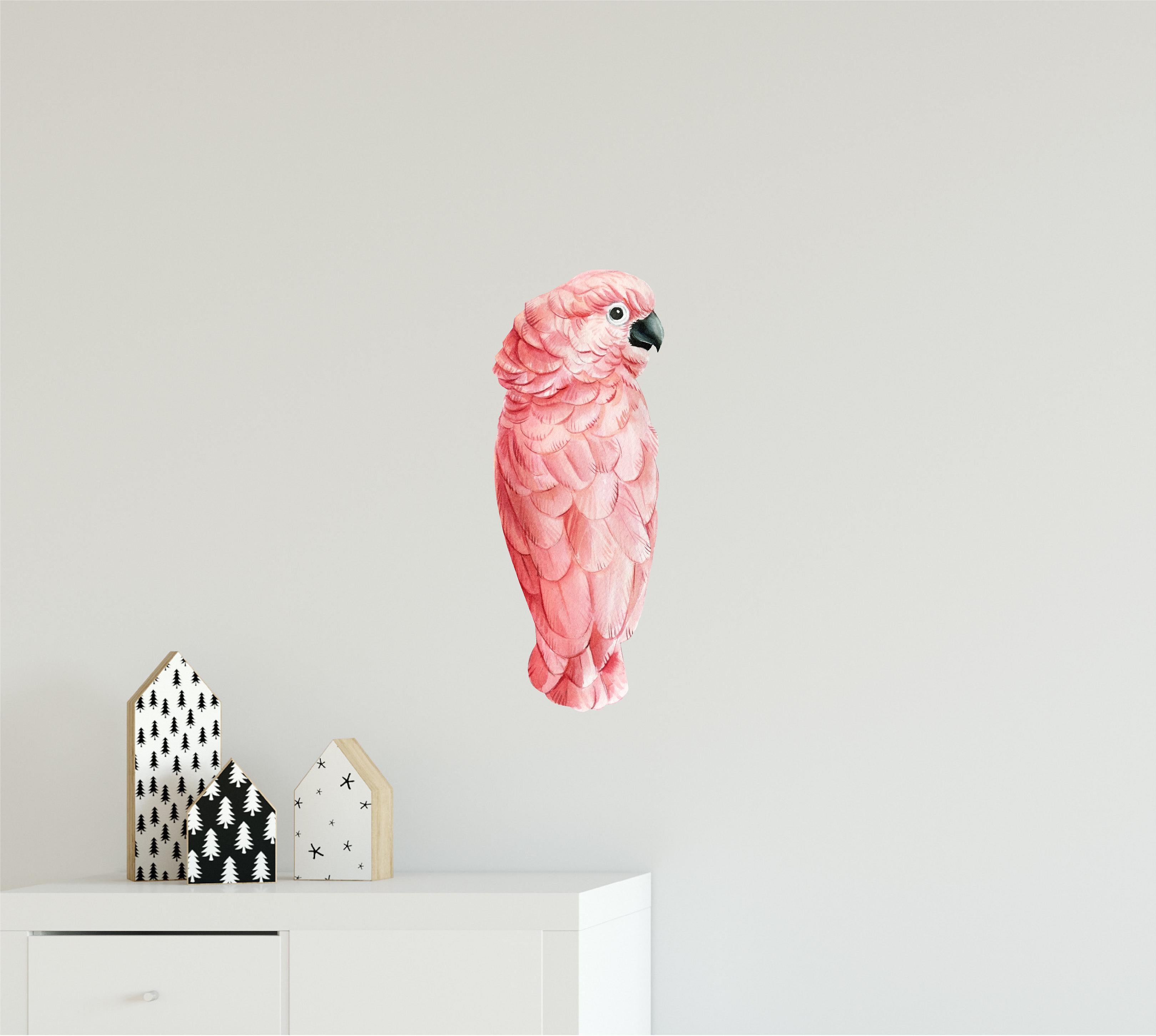 Pink Cockatoo Parrot Bird Wall Decal Safari Removable Fabric Wall Sticker | DecalBaby