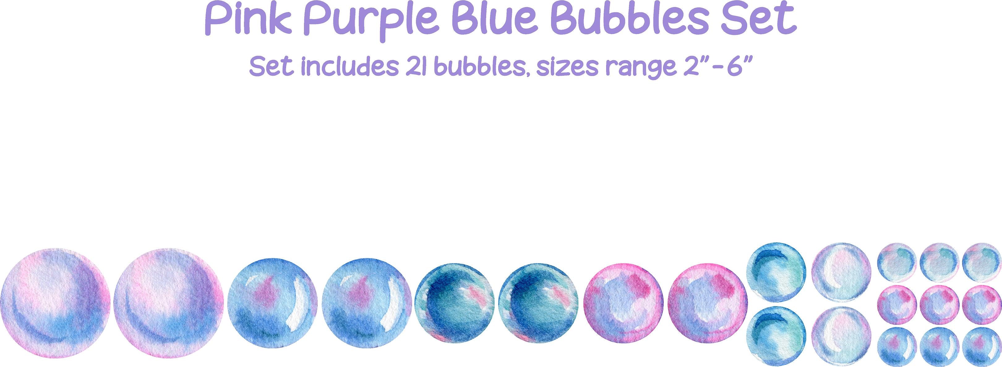 Pink Purple Blue Bubbles Wall Decal Set Bubbles Wall Stickers SIZE SMALL | DecalBaby