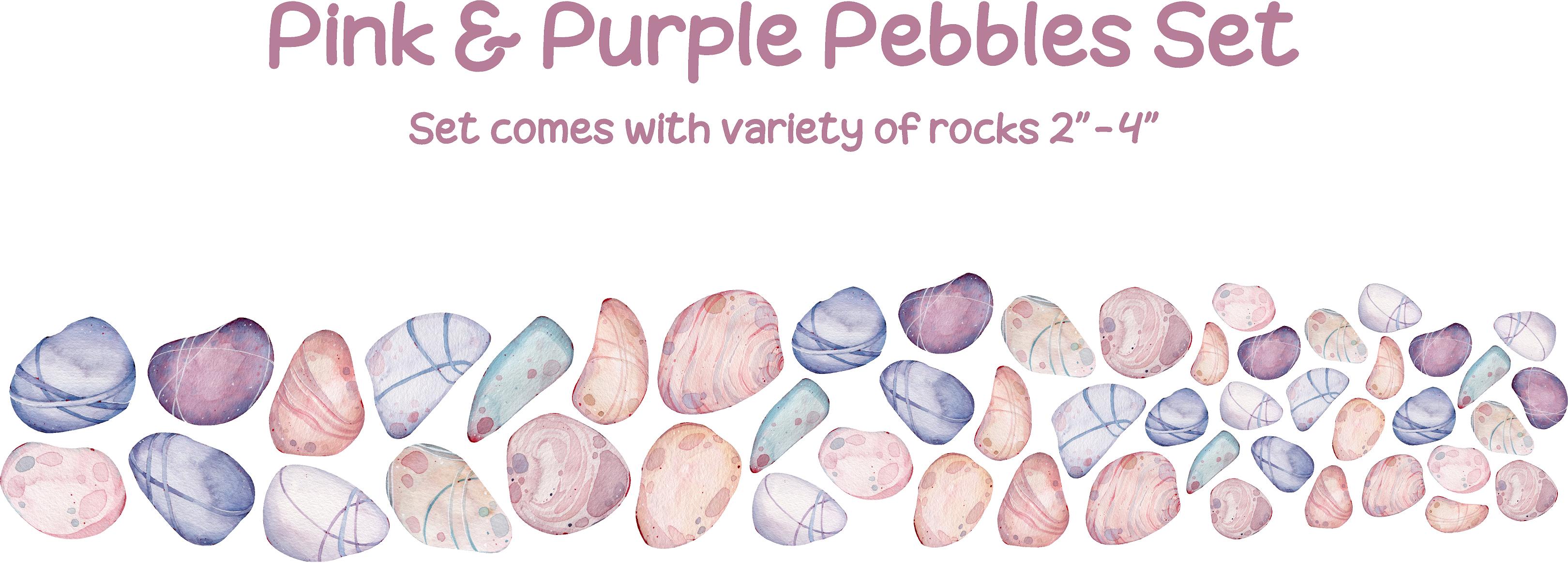 Pink & Purple Sea Pebbles Wall Decal Set of 50 Rocks Ocean Sea Life Removable Fabric Wall Sticker | DecalBaby