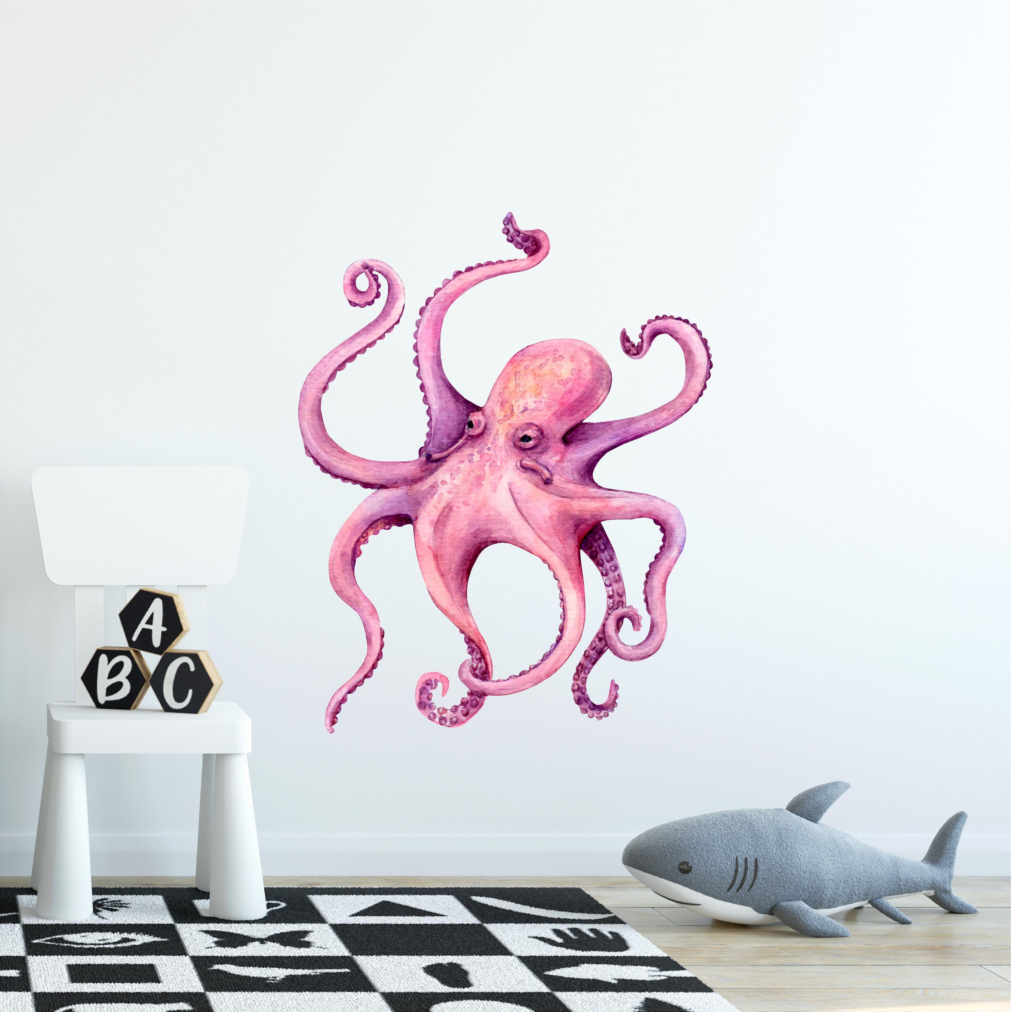 Pink & Purple Octopus Wall Decal Ocean Removable Fabric Wall Sticker | DecalBaby