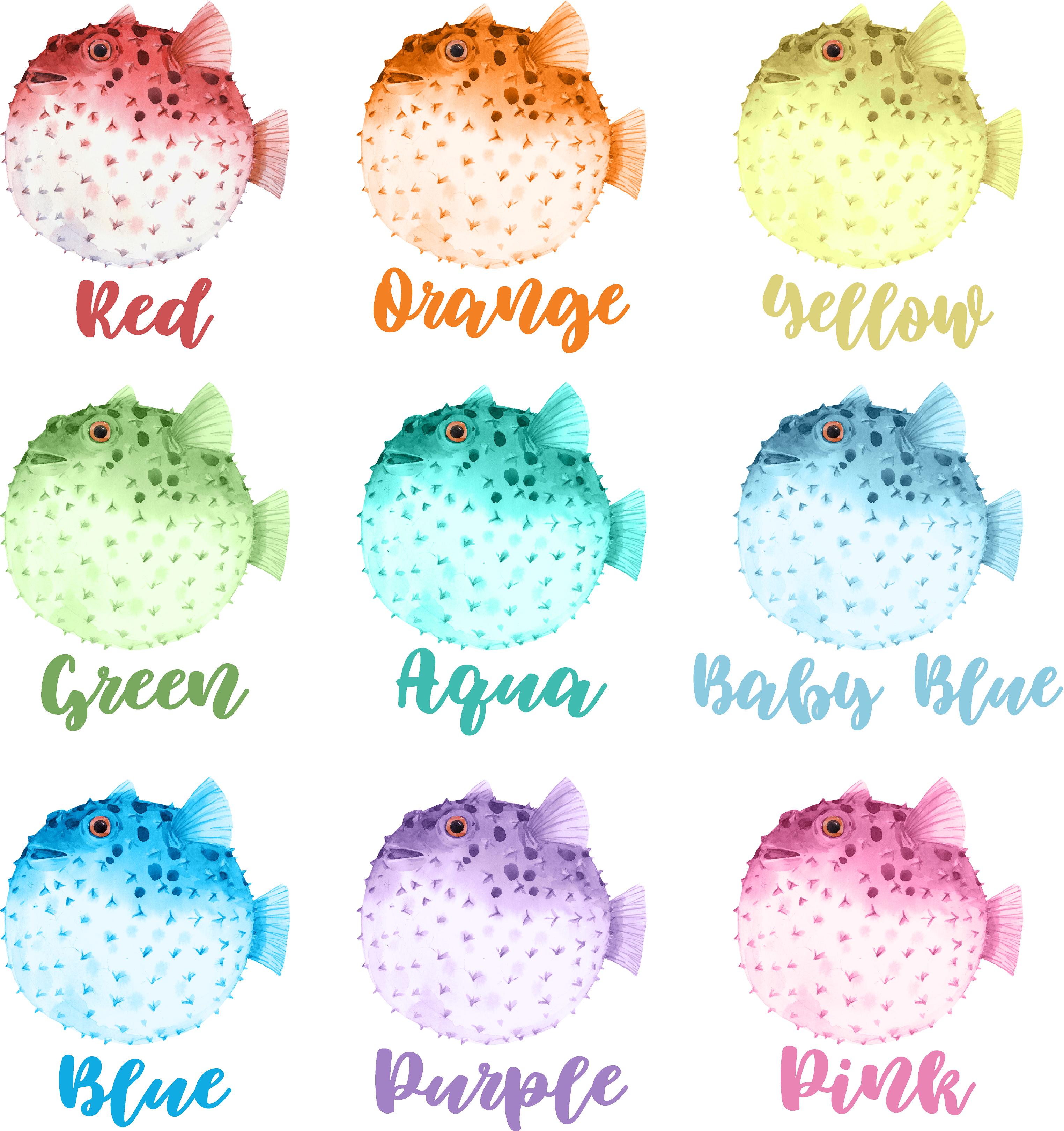 Pufferfish Wall Decal Ocean Sea Life Removable Fabric Wall Sticker | DecalBaby