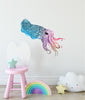 Rainbow Cuttlefish Wall Decal Removable Watercolor Baby Squid Sea Animal Fabric Vinyl Wall Sticker
