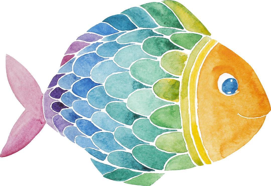 Rainbow Fish Wall Decal Removable Fabric Vinyl Watercolor Sea Animal Marine Fish Wall Sticker | DecalBaby