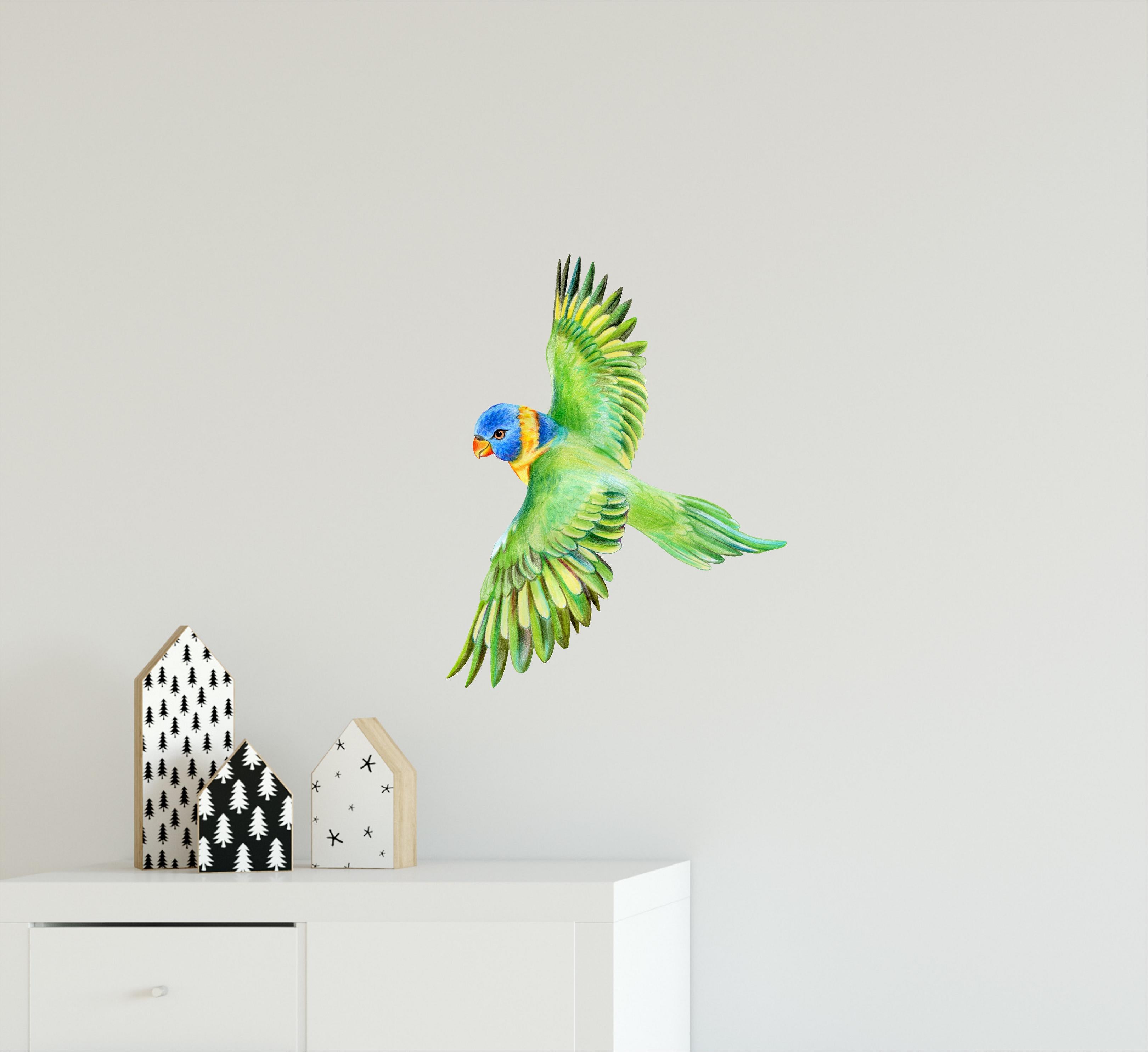 Rainbow Lorikeet Parrot Flying Wall Decal Safari Removable Fabric Wall Sticker | DecalBaby