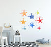 Red Blue & Yellow Starfish Wall Decal Set of 8 Watercolor Colorful Sea Star Wall Stickers Nursery Decor | DecalBaby