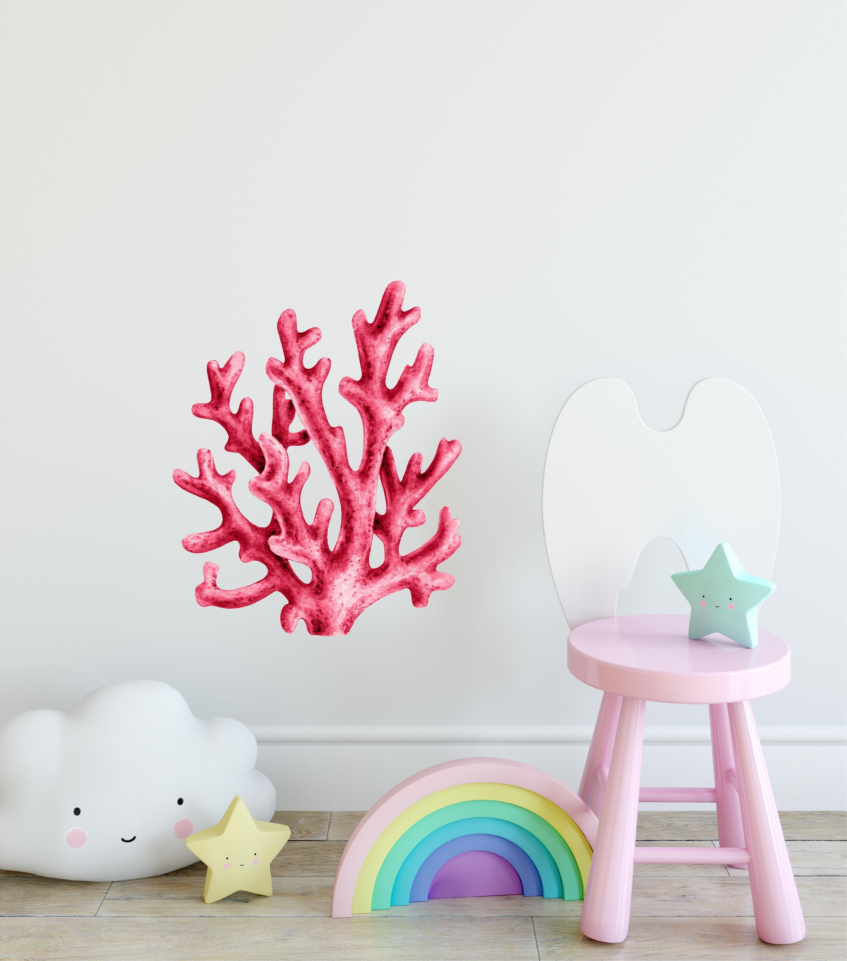 Watercolor Red Coral Wall Decal Coral Reef Sea Life Marine Deep Sea Ocean Wall Sticker | DecalBaby