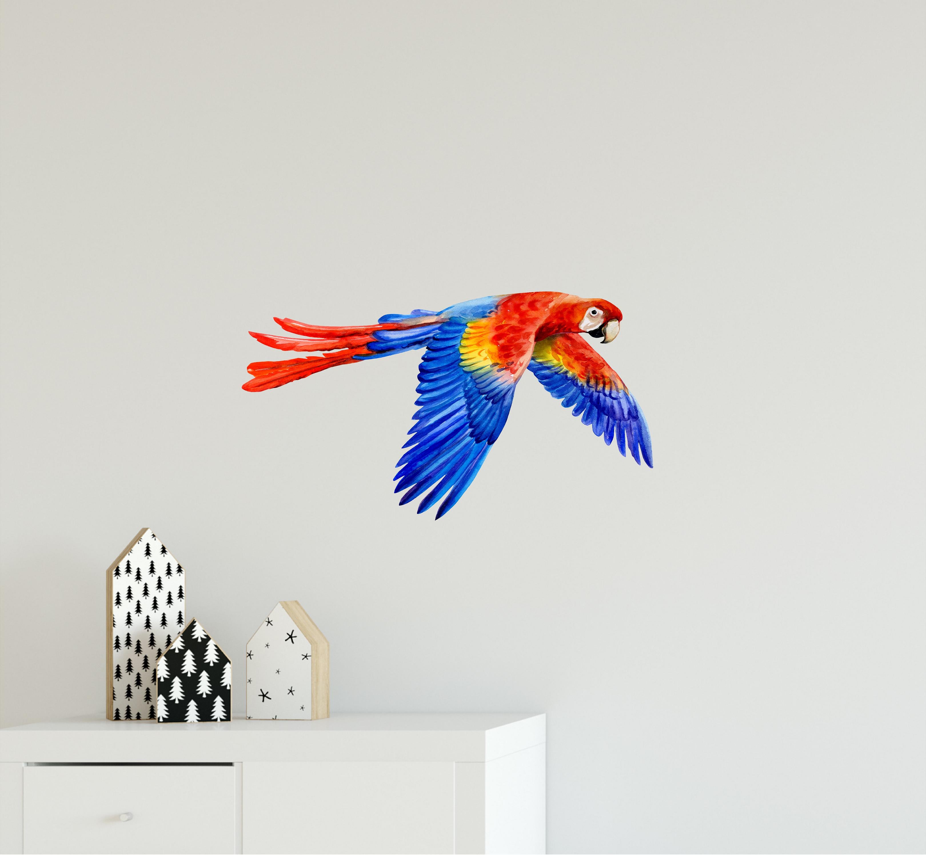 Scarlet Macaw Parrot Flying Wall Decal Safari Removable Fabric Wall Sticker | DecalBaby