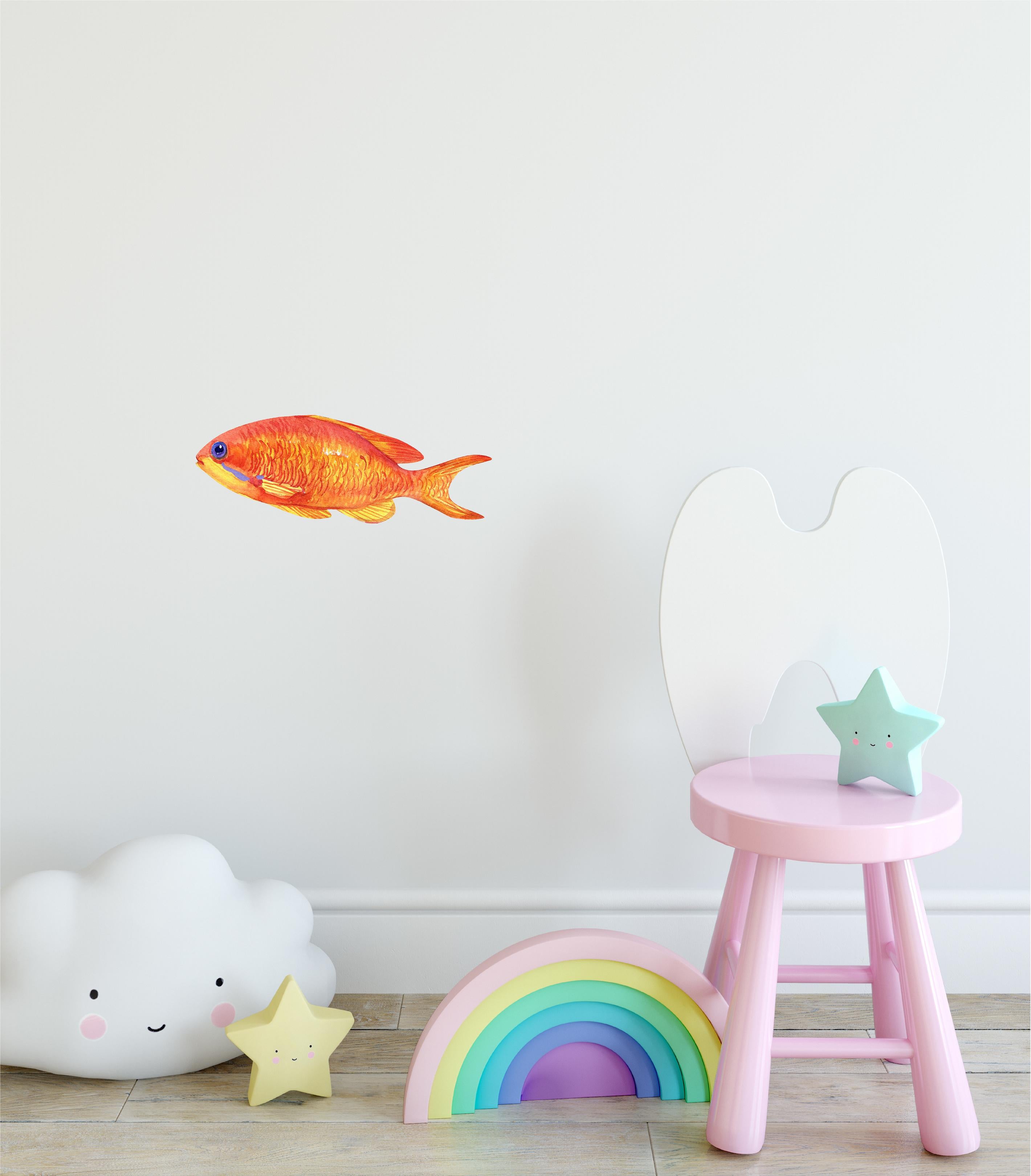 Sea Goldie Fish Wall Decal Watercolor Ocean Marine Fish Wall Sticker | DecalBaby