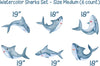 Load image into Gallery viewer, Watercolor Shark Wall Decal Set of 6 Ocean Sea Life Removable Fabric Wall Sticker | DecalBaby