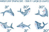 Load image into Gallery viewer, Watercolor Shark Wall Decal Set of 6 Ocean Sea Life Removable Fabric Wall Sticker | DecalBaby