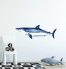 Watercolor Shortfin Mako Shark Wall Decal Removable Under the Sea Animal Fabric Vinyl Wall Sticker