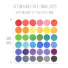 X-SMALL Watercolor Rainbow Dots Wall Decal Set • 36 Dots • Removable Fabric Wall Stickers • Colors of the Rainbow Collection