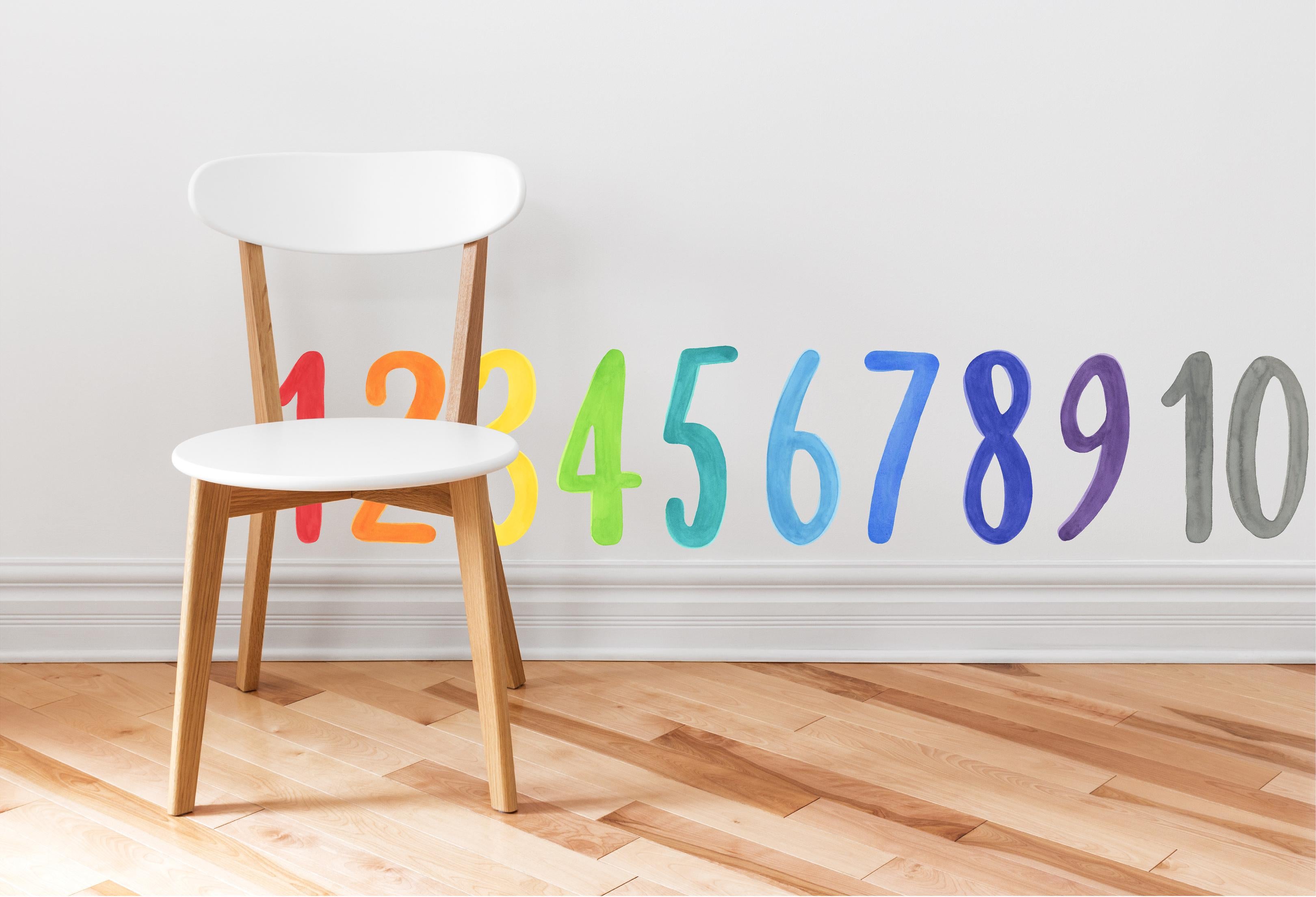 MEDIUM Watercolor Rainbow Numbers Wall Decal Set • 1-10 • Removable Fabric Wall Stickers • Colors of the Rainbow Collection