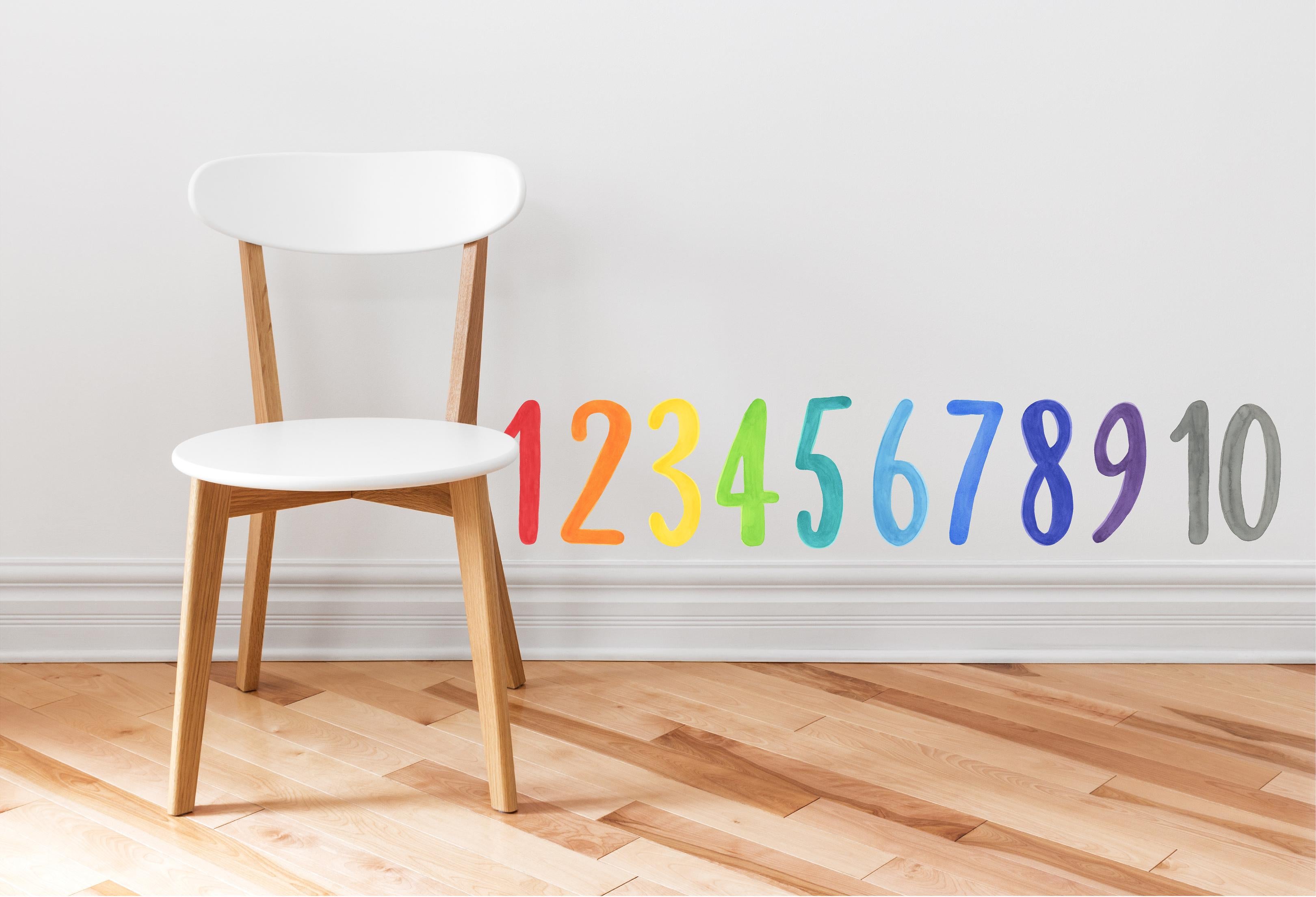 SMALL Watercolor Rainbow Numbers Wall Decal Set • 1-10 • Removable Fabric Wall Stickers • Colors of the Rainbow Collection