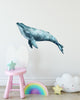 Load image into Gallery viewer, Sleepy Aqua Humpback Whale Wall Decal Removable Fabric Vinyl Sea Animal Wall Sticker | DecalBaby