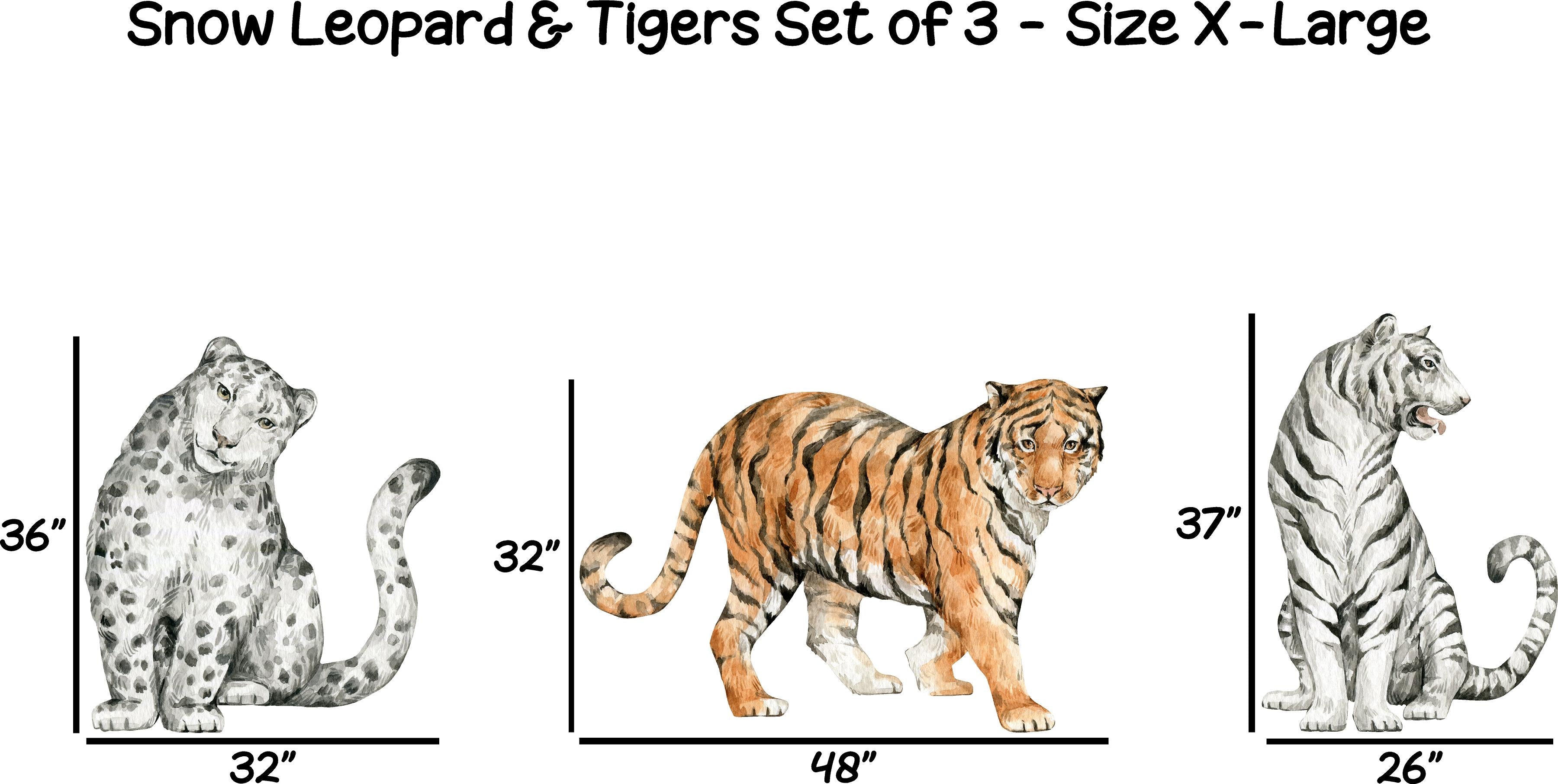 Snow Leopard & Tigers Wall Decal Set of 3 Fabric Wall Sticker | DecalBaby