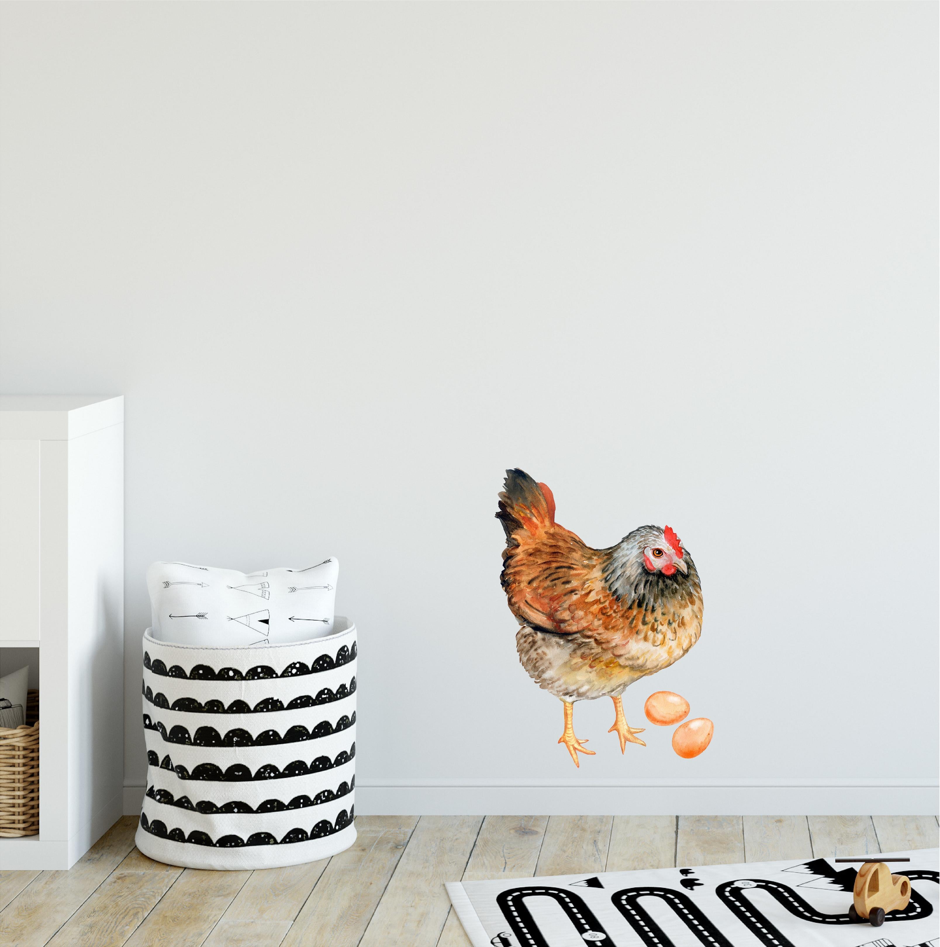 Speckled Hen with Eggs Wall Decal Chicken Farm Animal Fabric Wall Sticker | DecalBaby