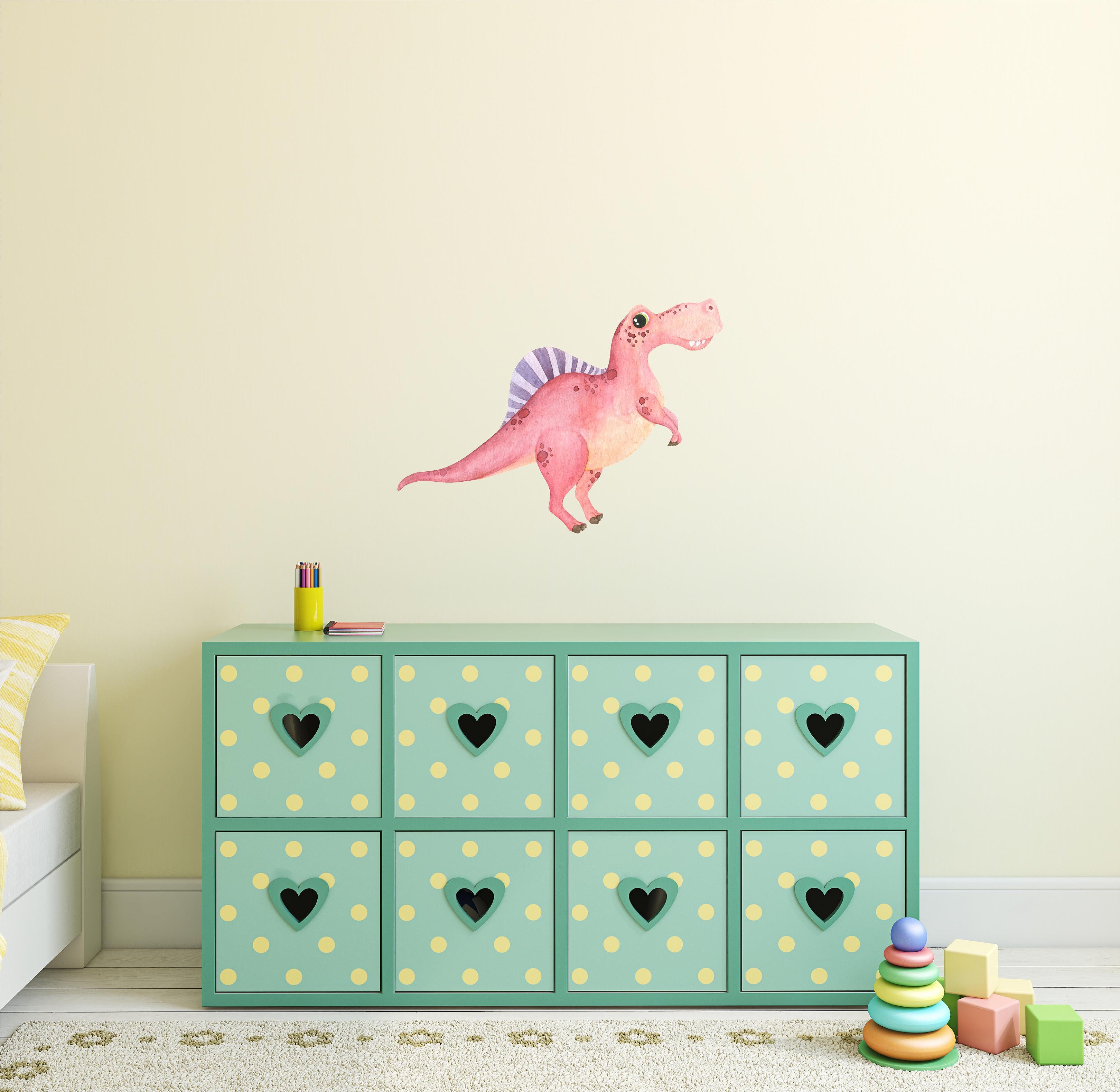 Pastel Spinosaurus Dinosaur Wall Decal Watercolor Dino Wall Sticker Removable Fabric Vinyl | DecalBaby
