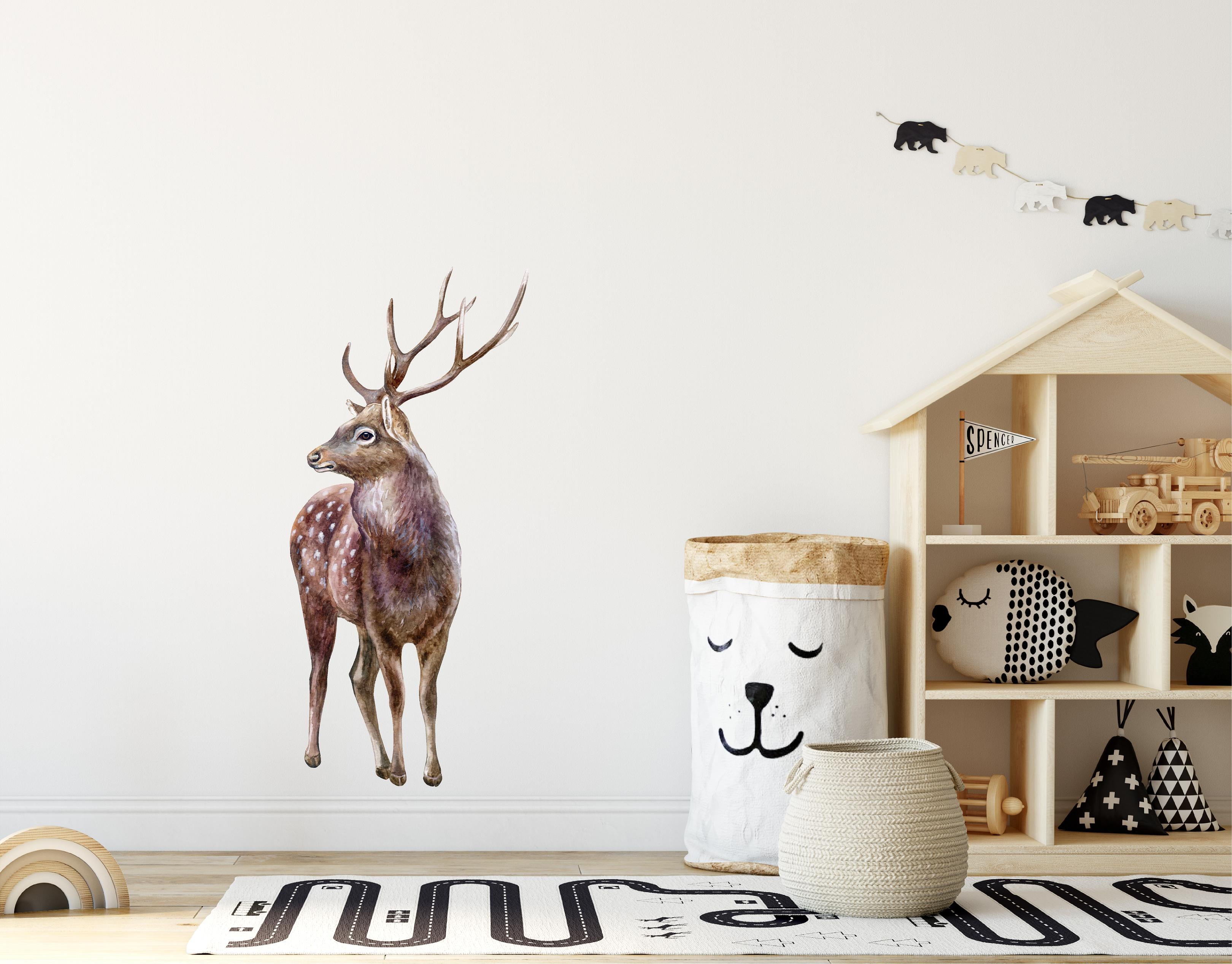 Spotted Sika Axis Deer Wall Decal Woodland Forest Animal Fabric Wall Sticker | DecalBaby