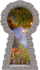3D Stone Keyhole Wall Decal Enchanted Lantern Tree Fairy Tale Fantasy Brick Window Removable Fabric Vinyl Wall Sticker | DecalBaby