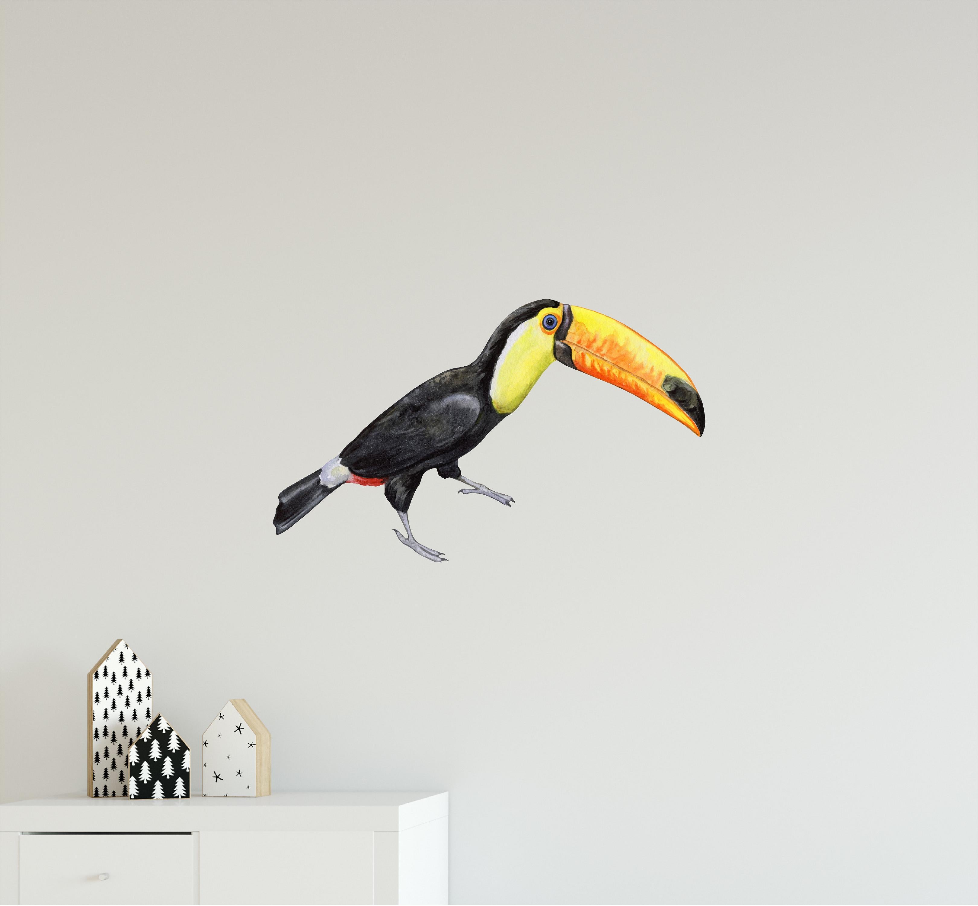 Watercolor Toco Toucan Wall Decal Tropical Bird Safari Animal Wall Sticker | DecalBaby