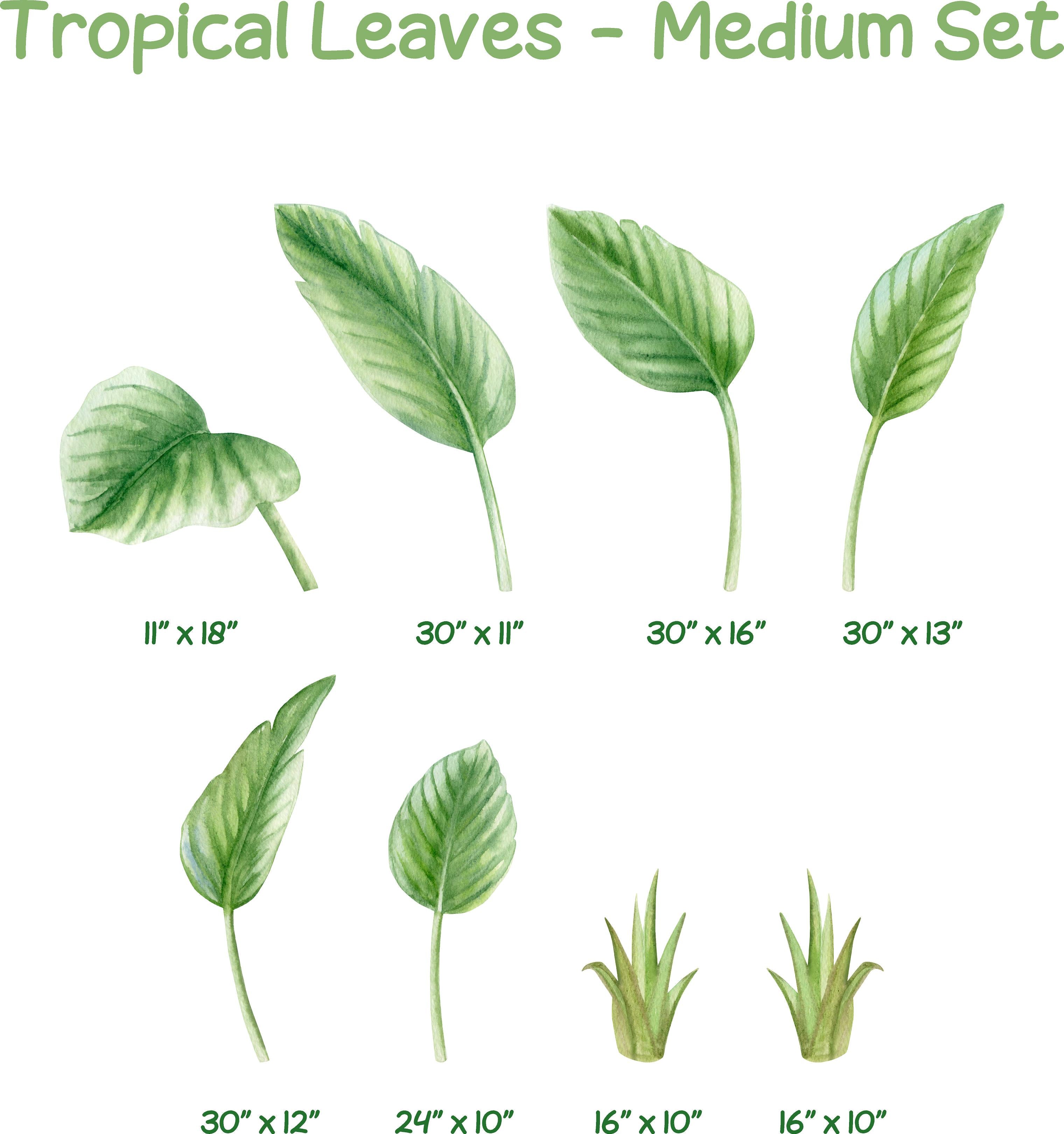 Tropical Leaves Wall Decal Set of 8 Jungle Leaf Safari Fabric Wall Sticker | DecalBaby