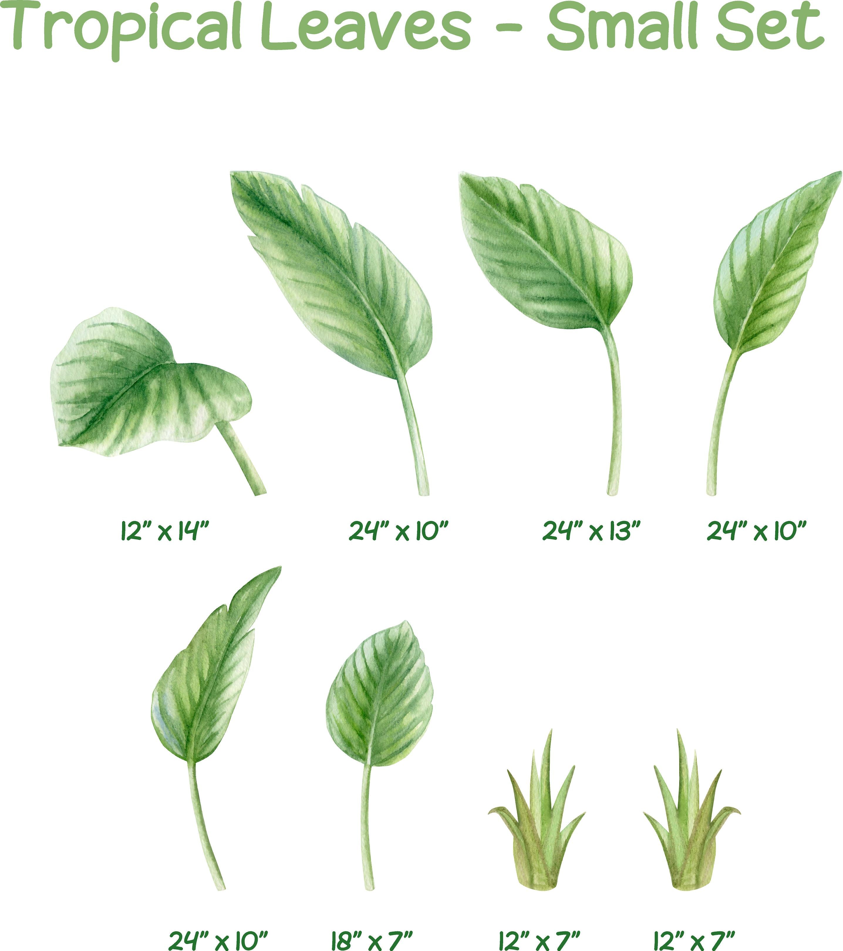 Tropical Leaves Wall Decal Set of 8 Jungle Leaf Safari Fabric Wall Sticker | DecalBaby