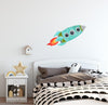 Watercolor Turquoise Spaceship Wall Decal Space Rocket Wall Sticker Space Ship Fabric Vinyl Wall Sticker | DecalBaby