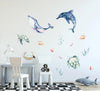 Load image into Gallery viewer, Whimsical Under The Sea Wall Decal Set #2 Ocean Sea Life Removable Fabric Wall Sticker | DecalBaby