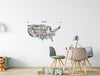 Load image into Gallery viewer, United States Cartoon Map Wall Decal Removable Fabric Wall Sticker | DecalBaby