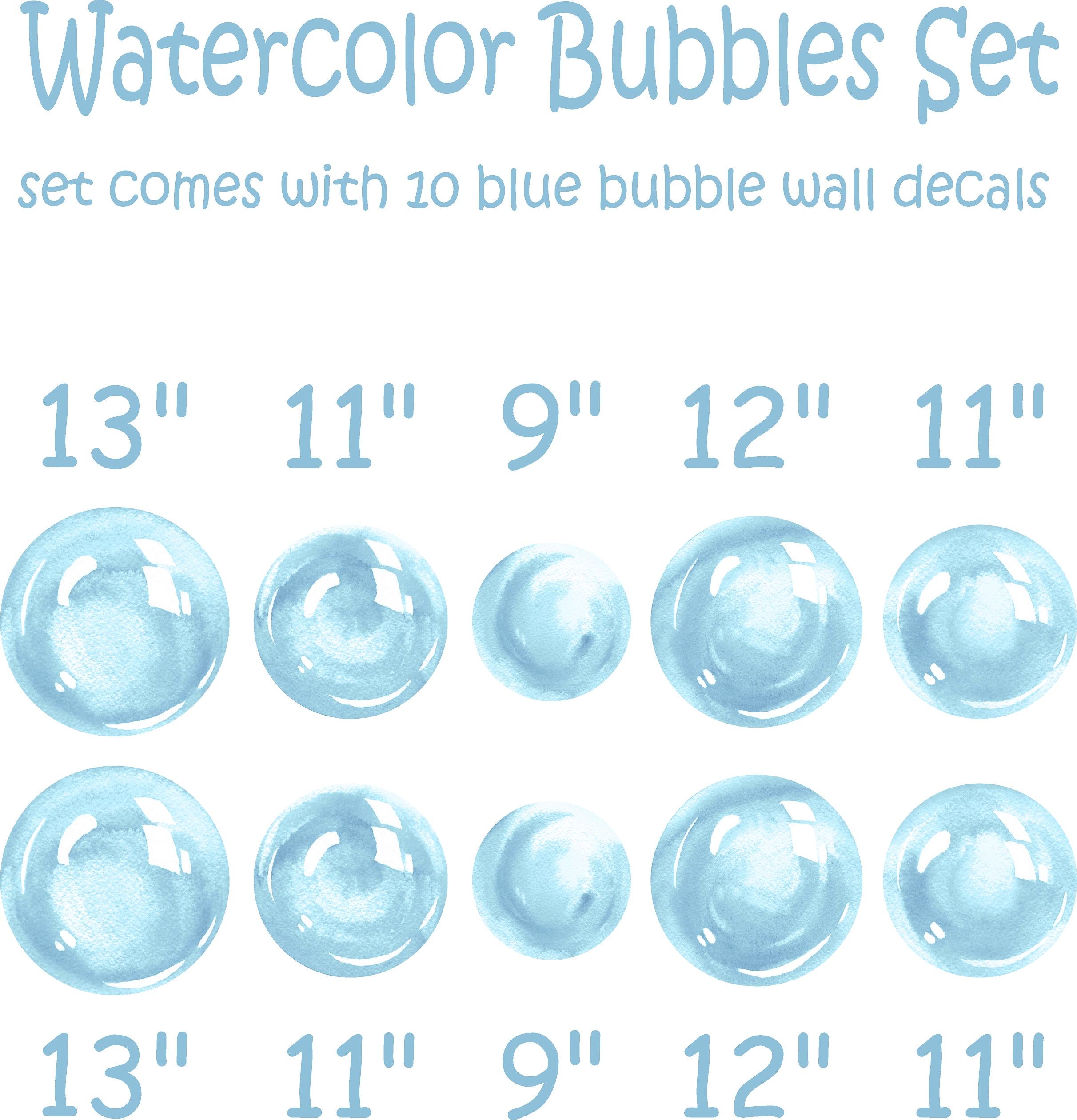 Watercolor Blue Bubbles Wall Decal Set Bubbles Wall Stickers Wall Art Nursery Decor Removable Fabric Vinyl Wall Stickers SIZE LARGE | DecalBaby
