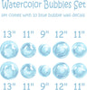 Watercolor Blue Bubbles Wall Decal Set Bubbles Wall Stickers Wall Art Nursery Decor Removable Fabric Vinyl Wall Stickers SIZE LARGE | DecalBaby