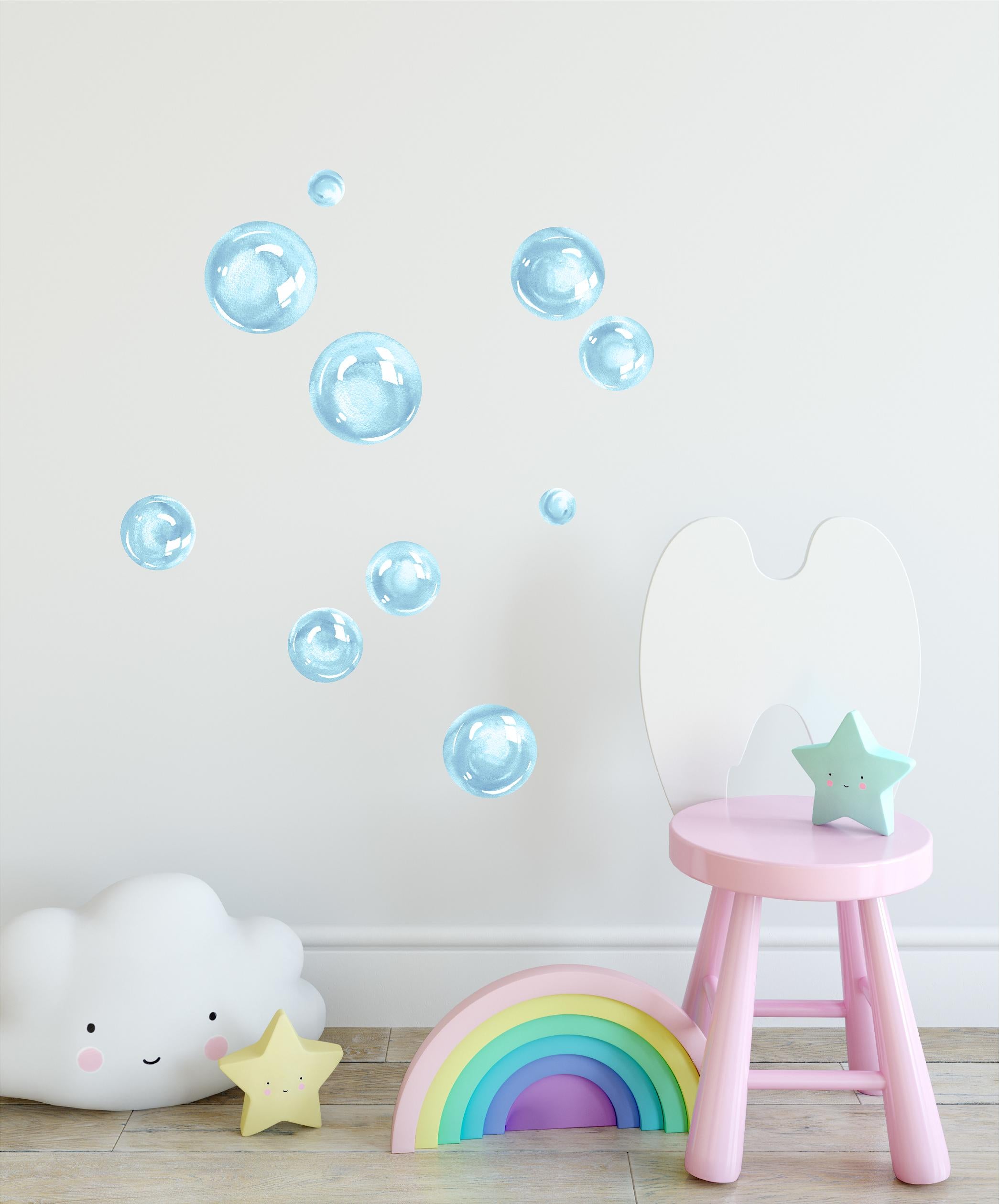 Watercolor Blue Bubbles Wall Decal Set Bubbles Wall Stickers Wall Art Nursery Decor Removable Fabric Vinyl Wall Stickers SIZE SMALL | DecalBaby