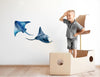Load image into Gallery viewer, Watercolor Navy Blue Stingrays Wall Decal Set of 2 Sea Ocean Stingray Wall Sticker | DecalBaby