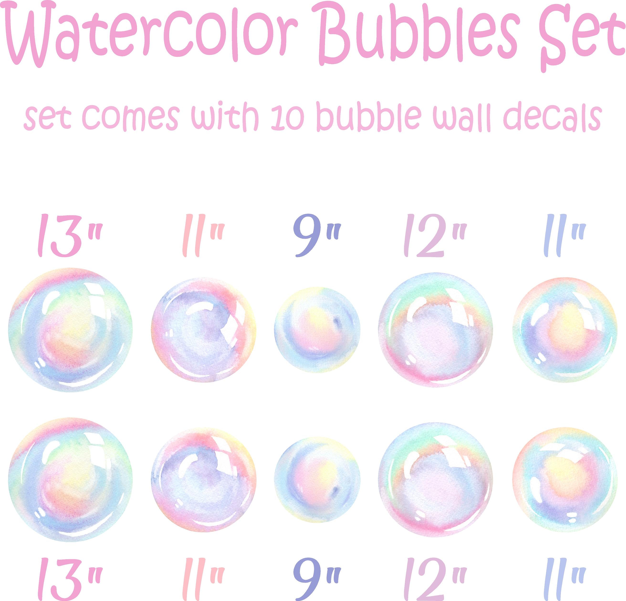Watercolor Rainbow Bubbles Wall Decal Set Bubbles Wall Stickers Wall Art Nursery Decor Removable Fabric Vinyl Wall Stickers SIZE LARGE | DecalBaby