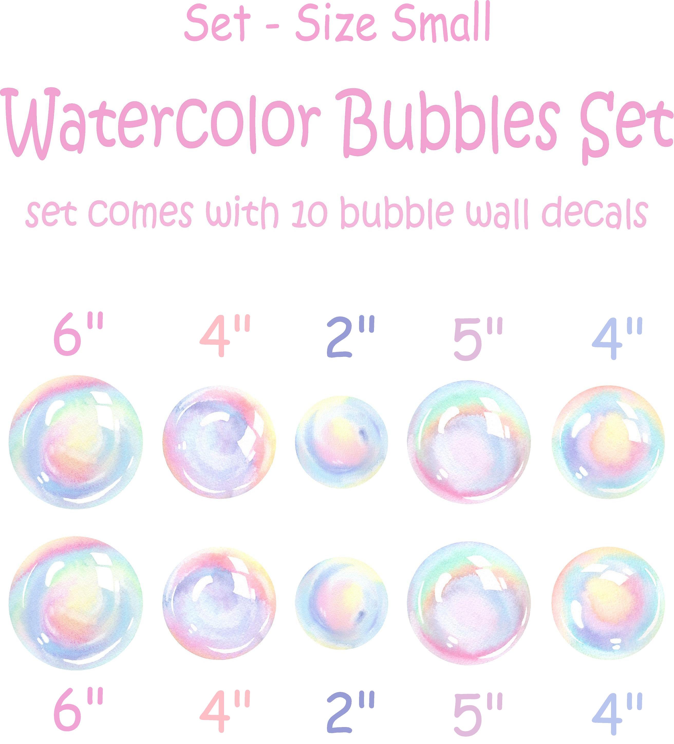 Watercolor Rainbow Bubbles Wall Decal Set Bubbles Wall Stickers Wall Art Nursery Decor Removable Fabric Vinyl Wall Stickers SIZE SMALL | DecalBaby
