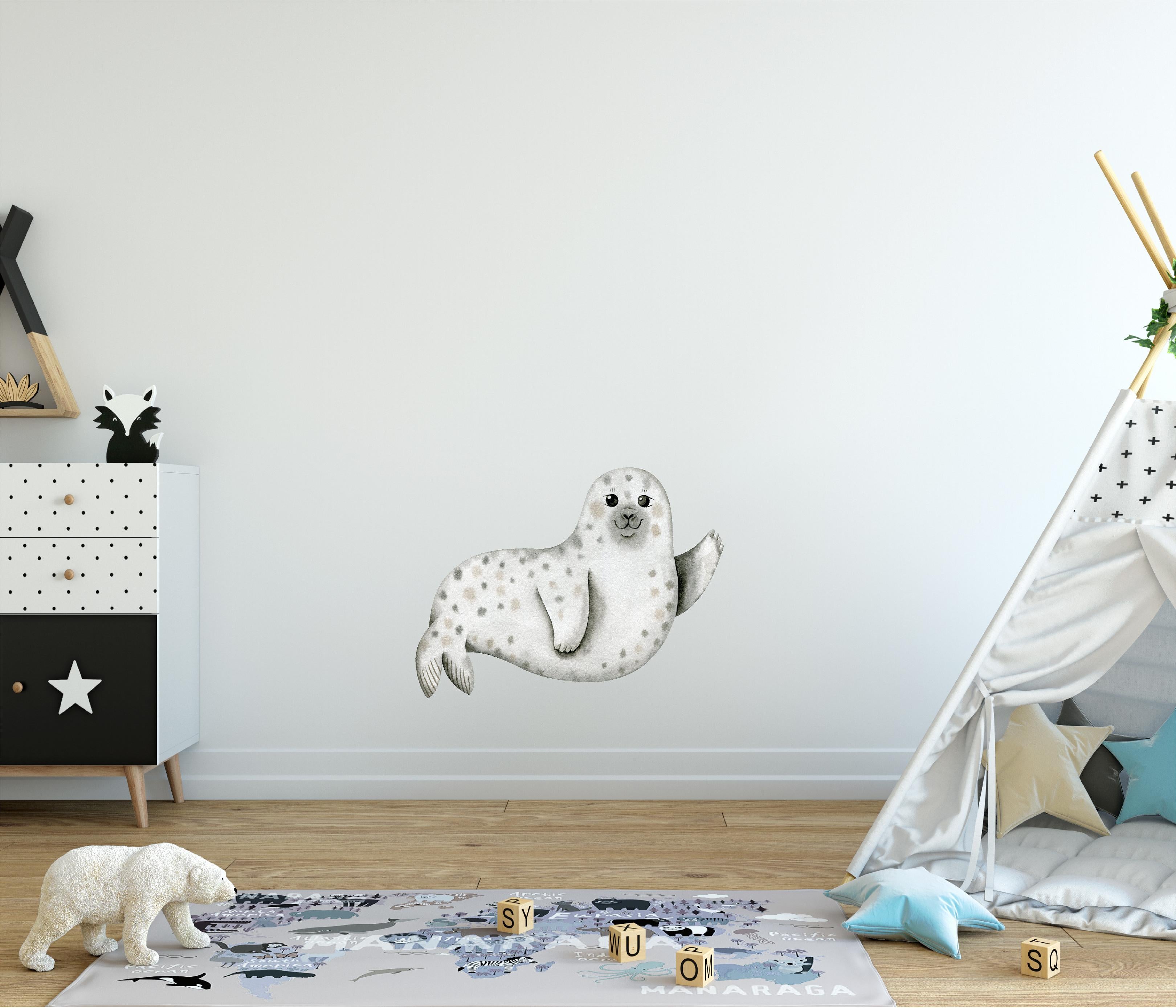 Cartoon Seal Wall Decal Removable Fabric Wall Sticker | DecalBaby