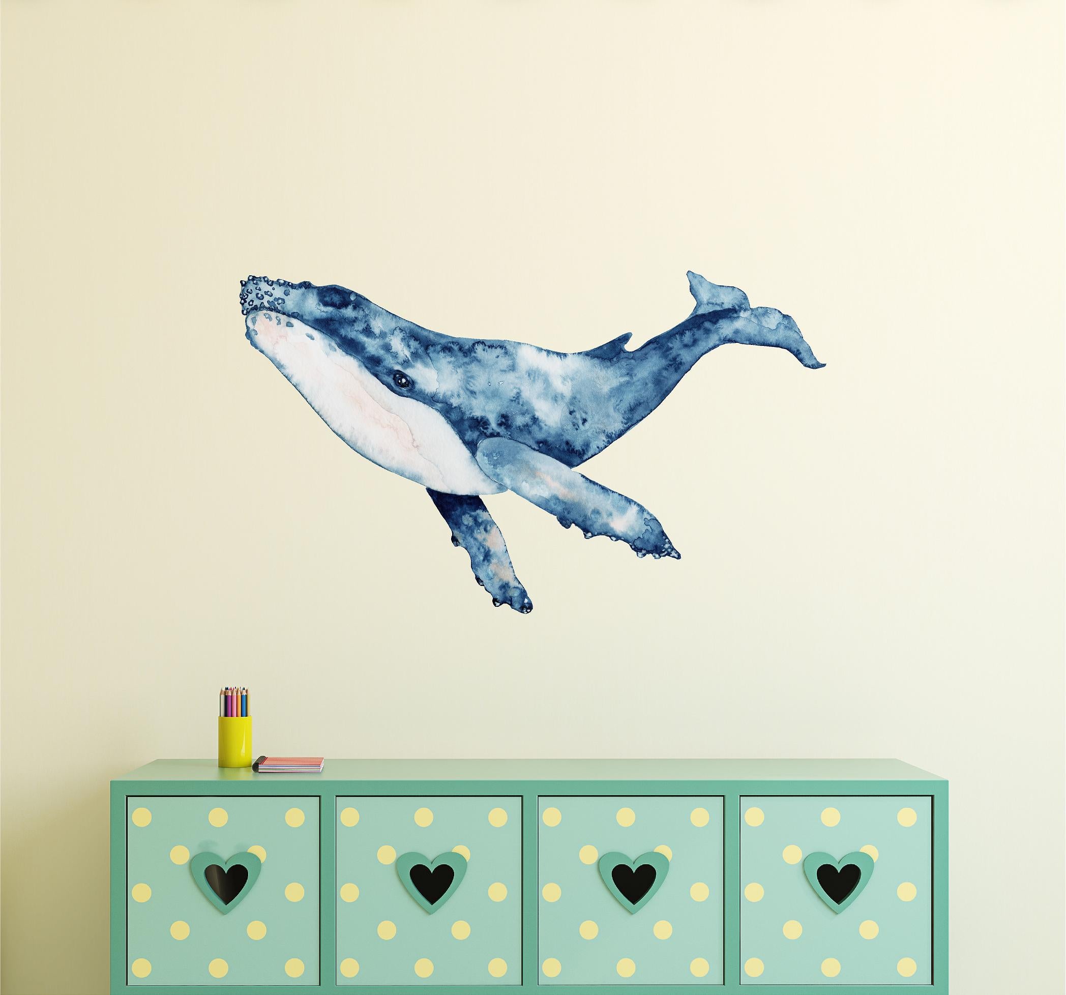 Watercolor Humpback Wall Decal Removable Fabric Vinyl Sea Animal Wall Sticker | DecalBaby