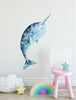 Happy Narwhal Watercolor Wall Decal Removable Fabric Vinyl Wall Sticker