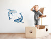 Load image into Gallery viewer, Watercolor Navy Blue Whales Wall Decal Set of 2 Sea Ocean Whale Wall Sticker | DecalBaby
