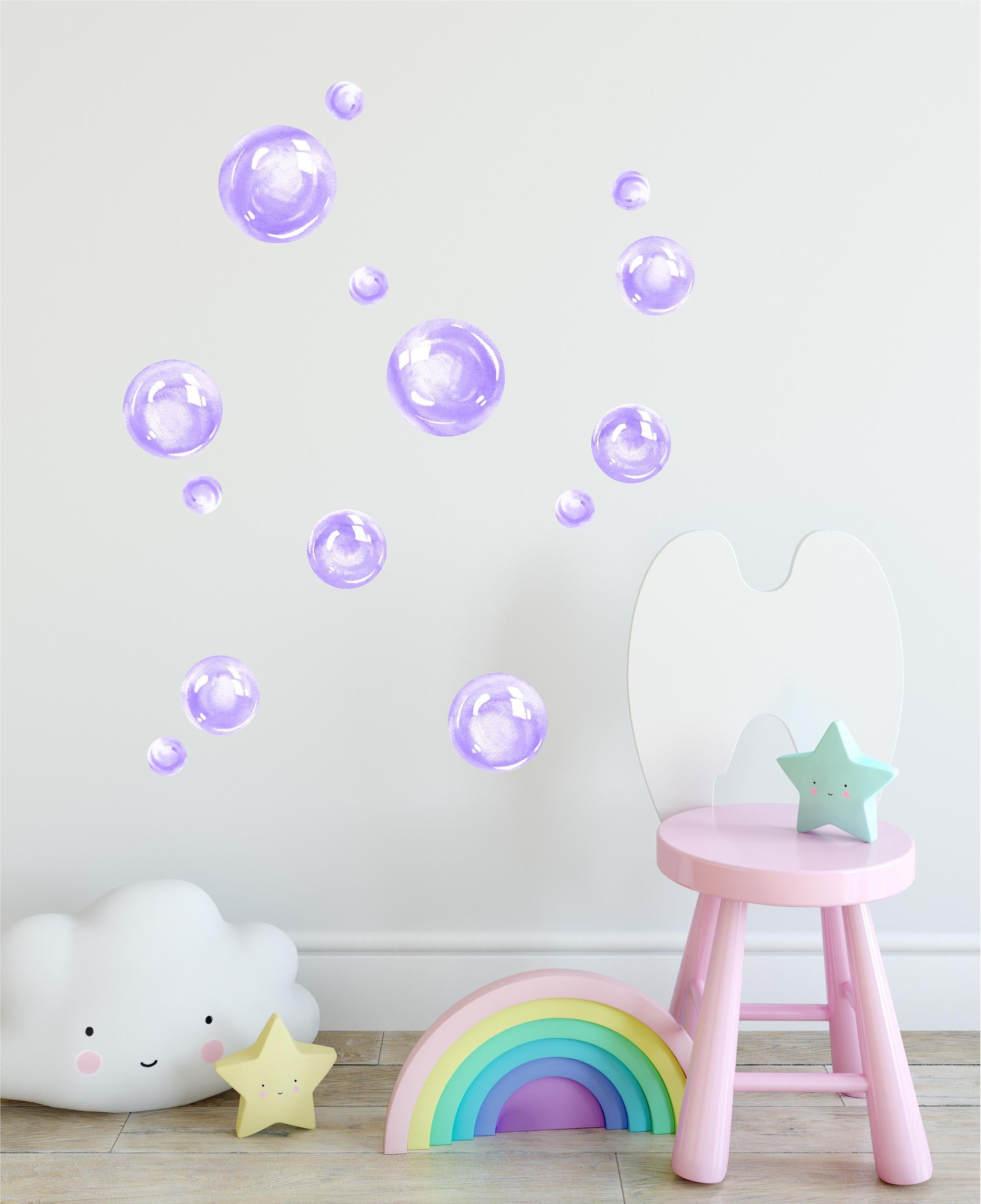 Watercolor Purple Bubbles Wall Decal Set Bubbles Wall Stickers Wall Art Nursery Decor Removable Fabric Vinyl Wall Stickers SIZE SMALL | DecalBaby
