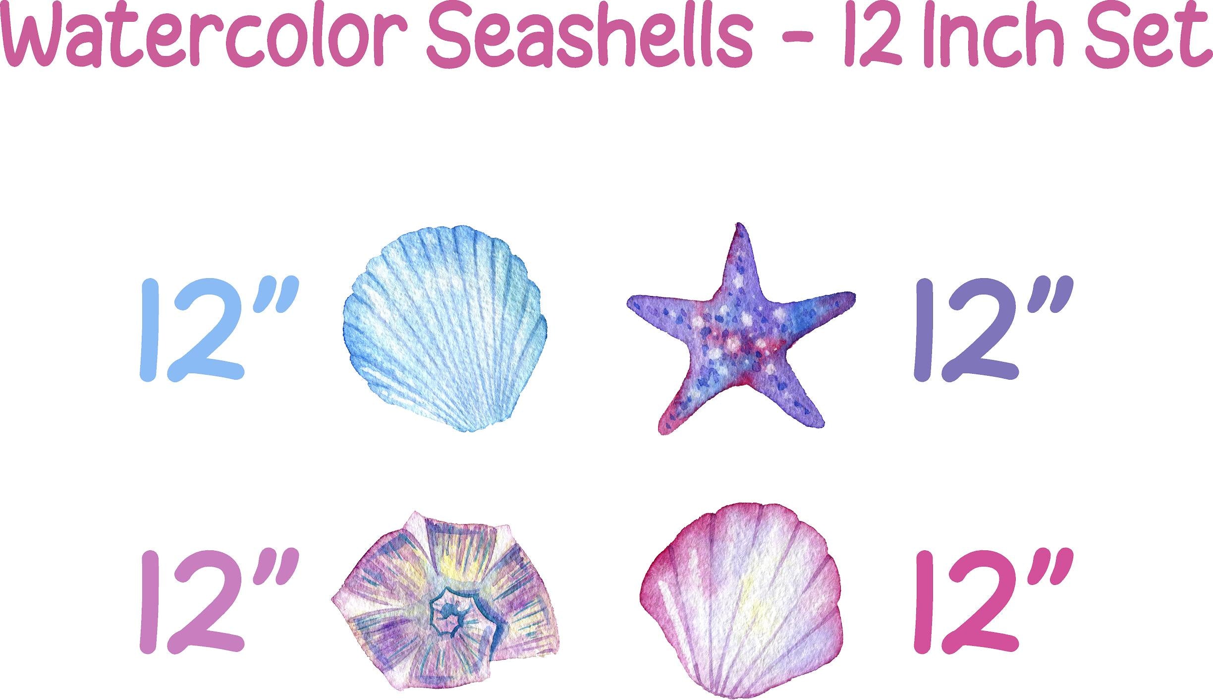 Watercolor Seashells & Starfish Wall Decal Set of 4 Fabric Wall Sticker | DecalBaby