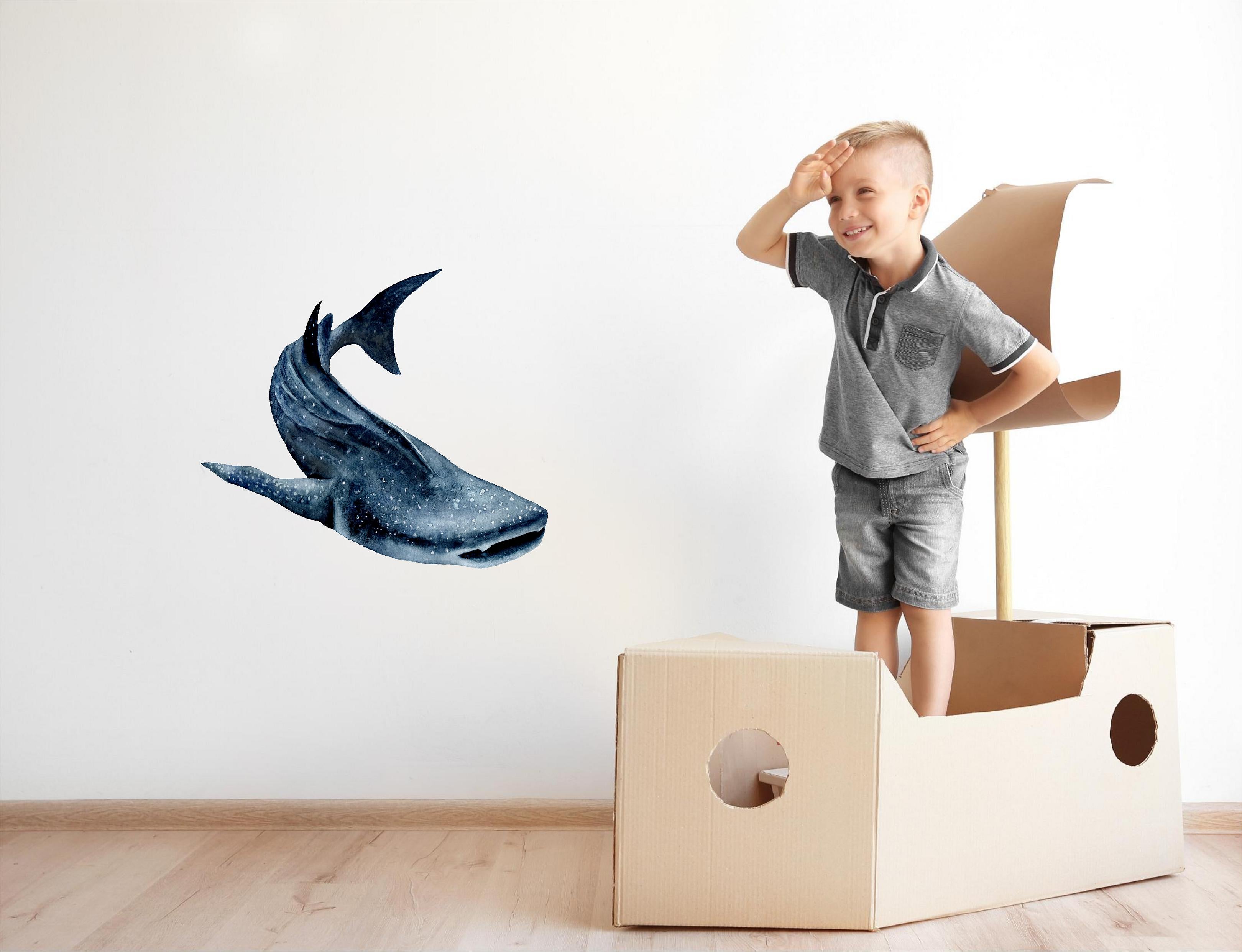 Watercolor Whale Shark #3 Wall Decal Removable Sea Animal Fabric Vinyl Wall Sticker | DecalBaby