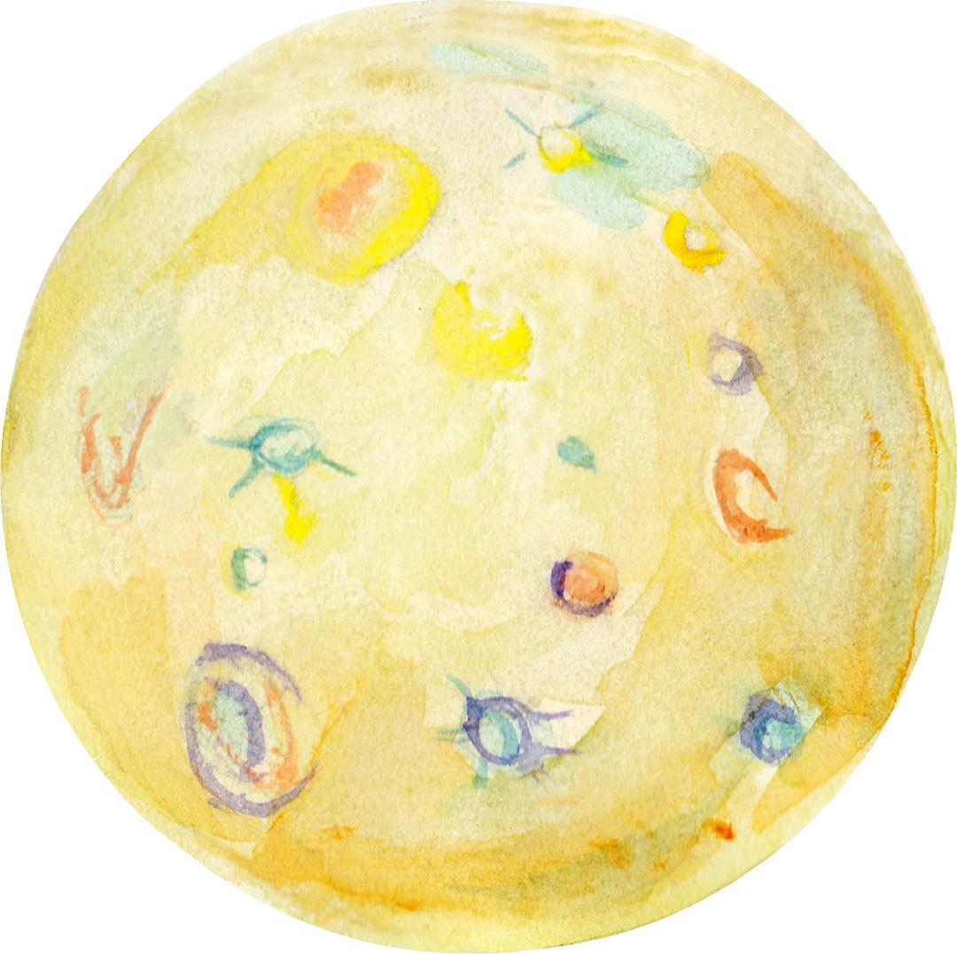 Watercolor Yellow Moon Planet Wall Decal Removable Fabric Vinyl Wall Sticker Baby Nursery Decor | DecalBaby