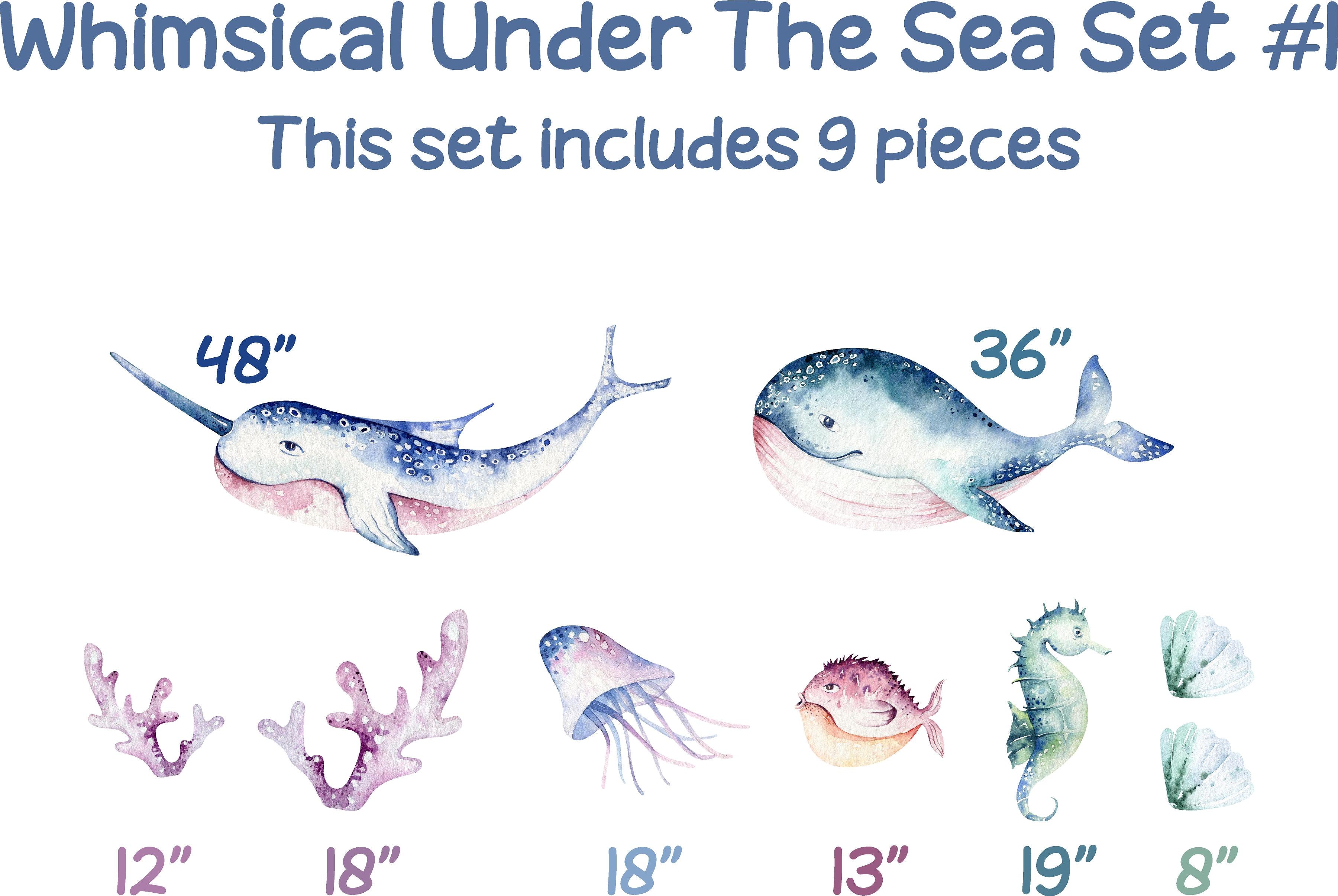 Whimsical Under The Sea Wall Decal Set #1 Ocean Sea Life Removable Fabric Wall Sticker | DecalBaby