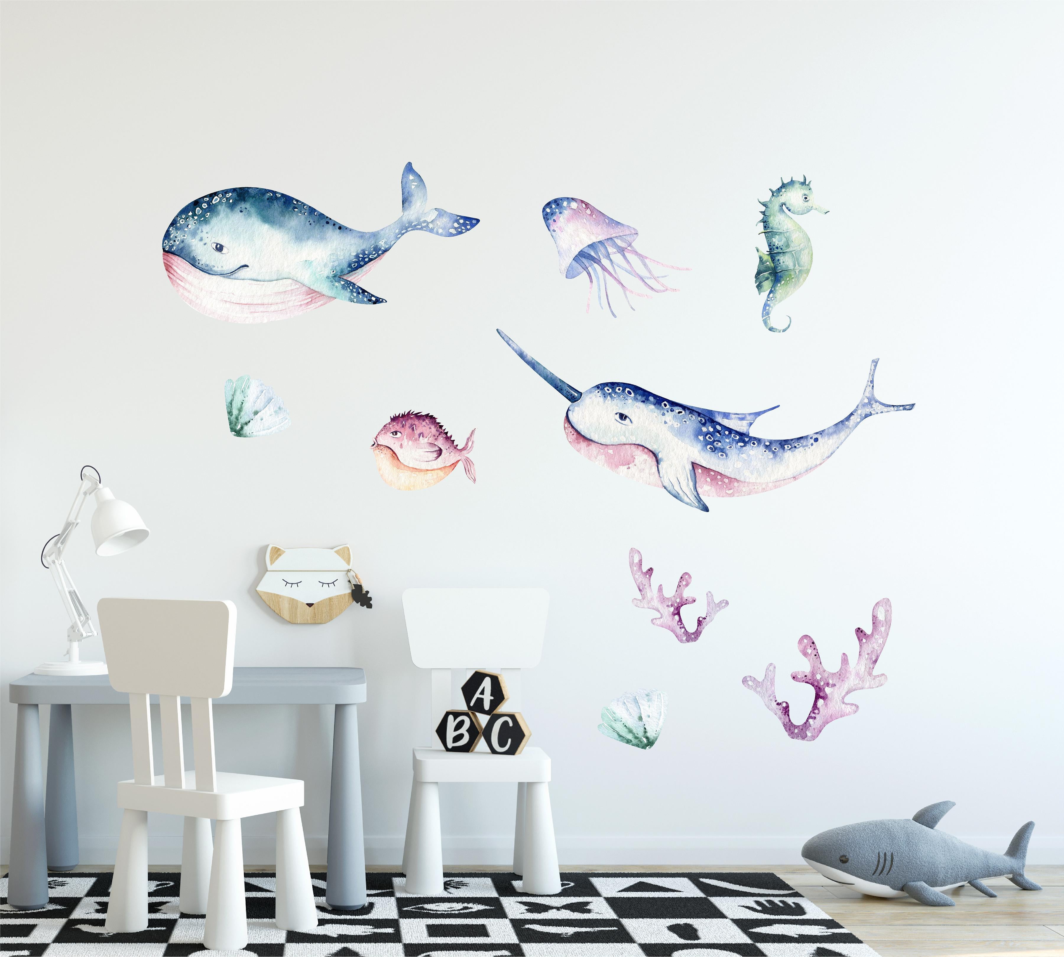 Whimsical Under The Sea Wall Decal Set #1 Ocean Sea Life Removable Fabric Wall Sticker | DecalBaby